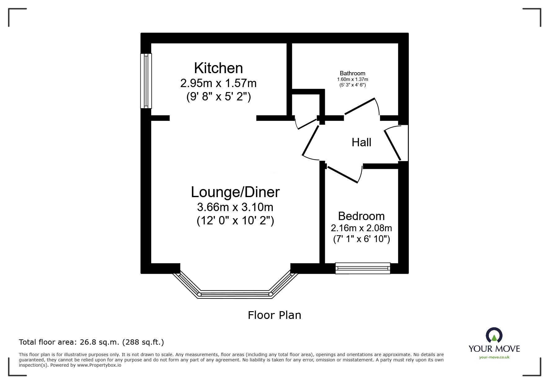 Floorplan of 1 bedroom Flat to rent, Canterbury Drive, Perton, Staffordshire, WV6
