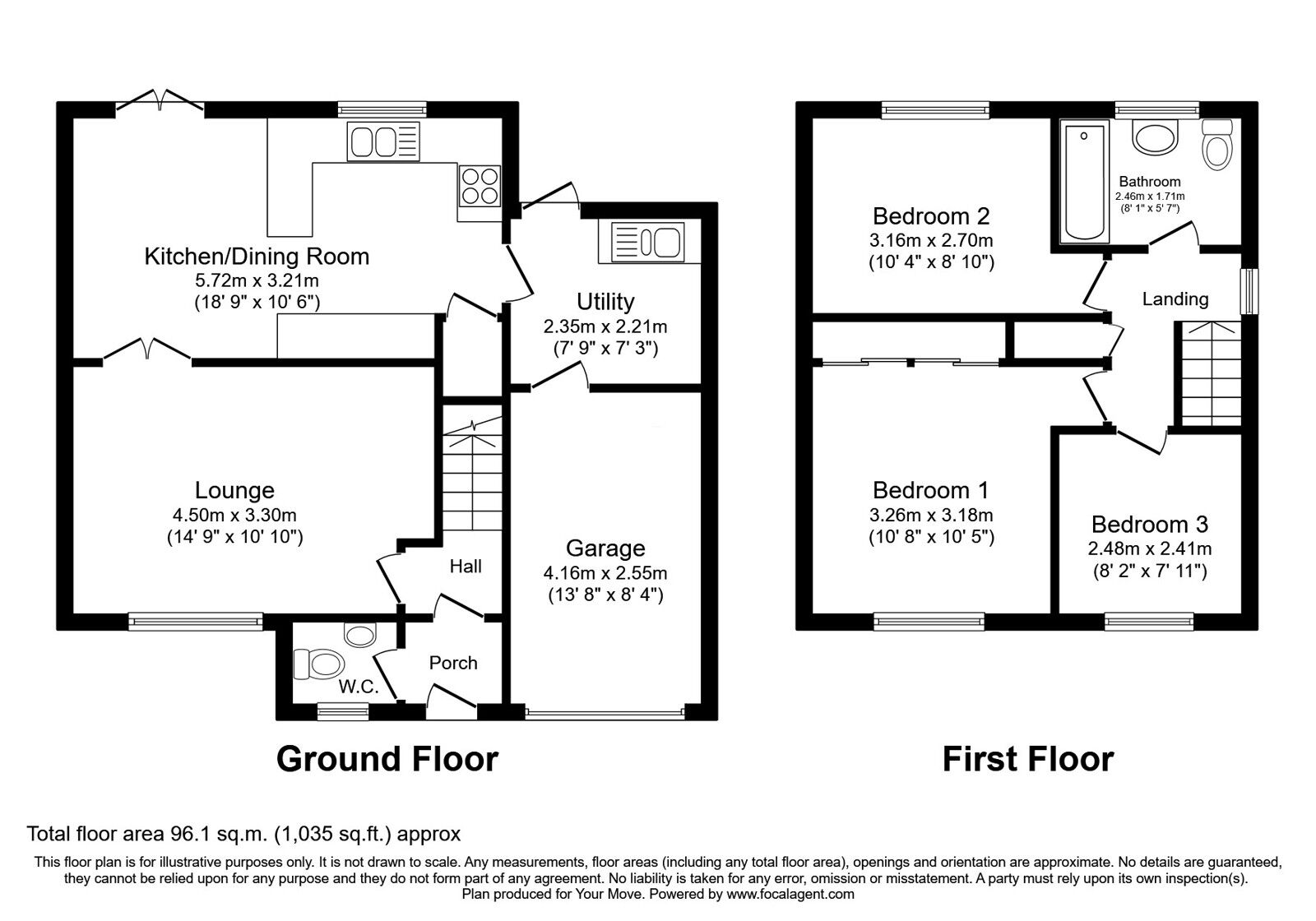 Floorplan of 3 bedroom Detached House for sale, Dunster Grove, Perton Wolverhampton, Staffordshire, WV6