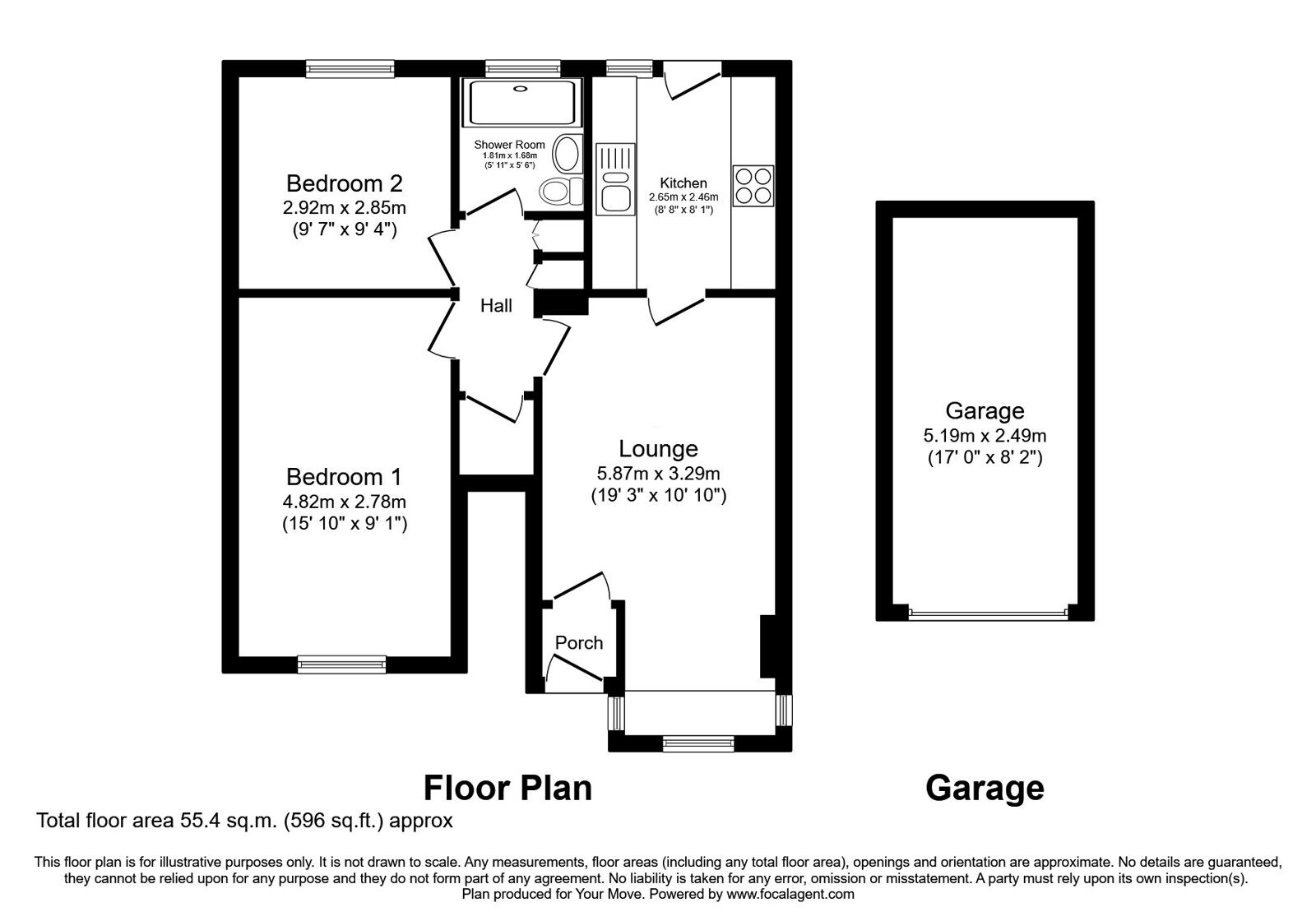 Floorplan of 2 bedroom Flat for sale, Gainsborough Drive, Wolverhampton, Staffordshire, WV6