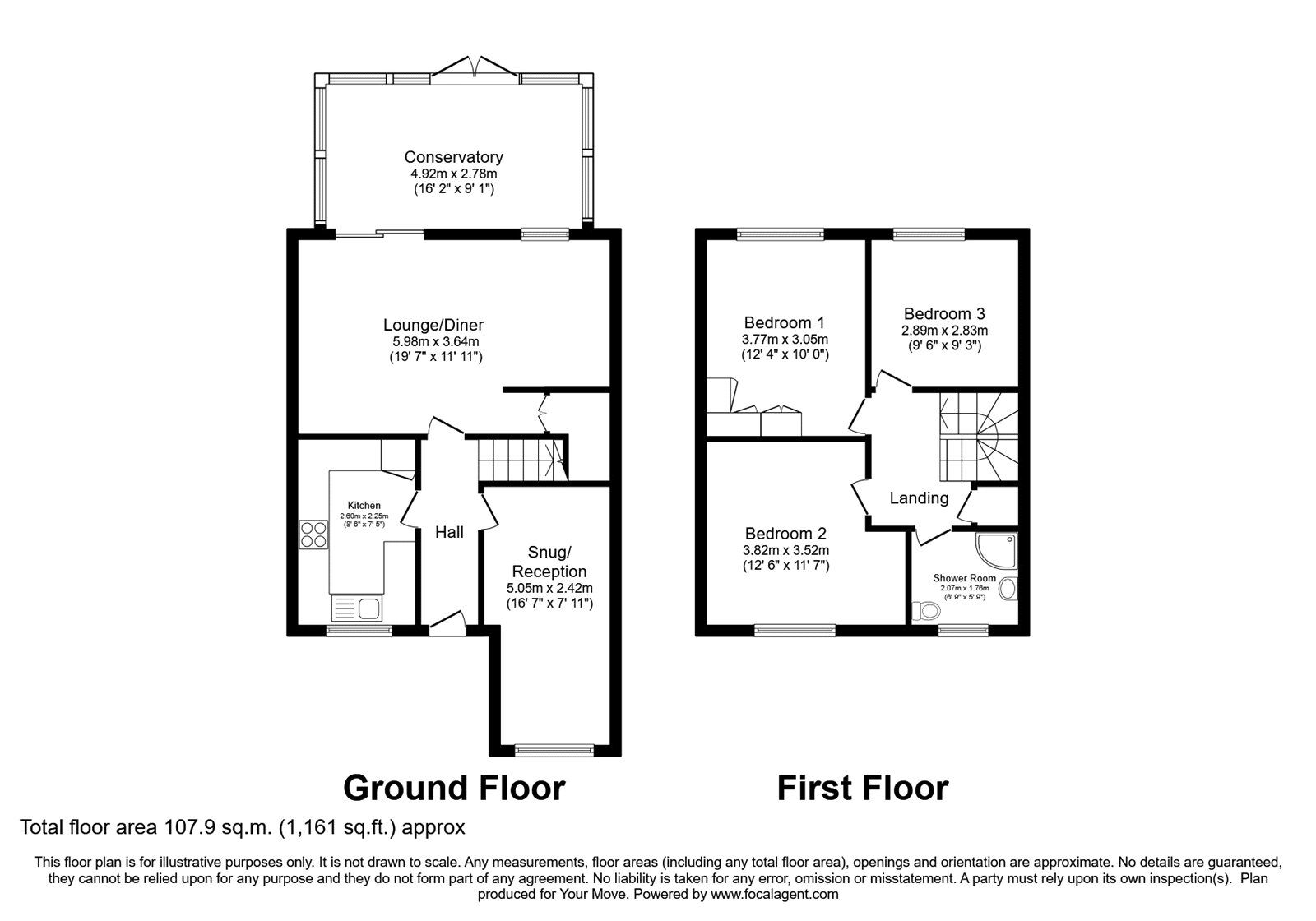 Floorplan of 3 bedroom Mid Terrace House for sale, Shawbury Grove, Perton Wolverhampton, Staffordshire, WV6