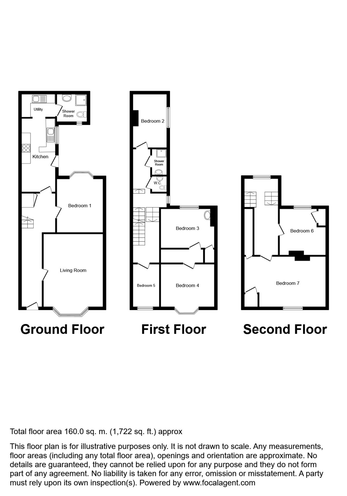 Floorplan of 6 bedroom Mid Terrace House to rent, Headland Park, Plymouth, PL4