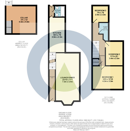 Floorplan of 3 bedroom Mid Terrace House to rent, Whitworth Road, Northampton, NN1
