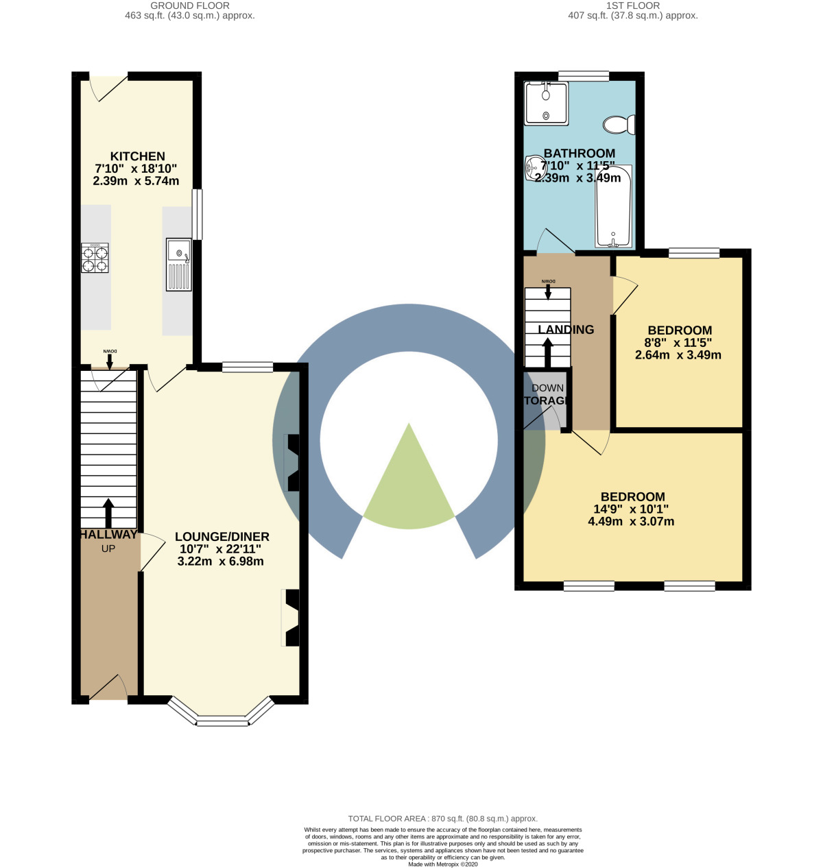 Floorplan of 2 bedroom Mid Terrace House to rent, Perry Street, Abington, Northampton, NN1
