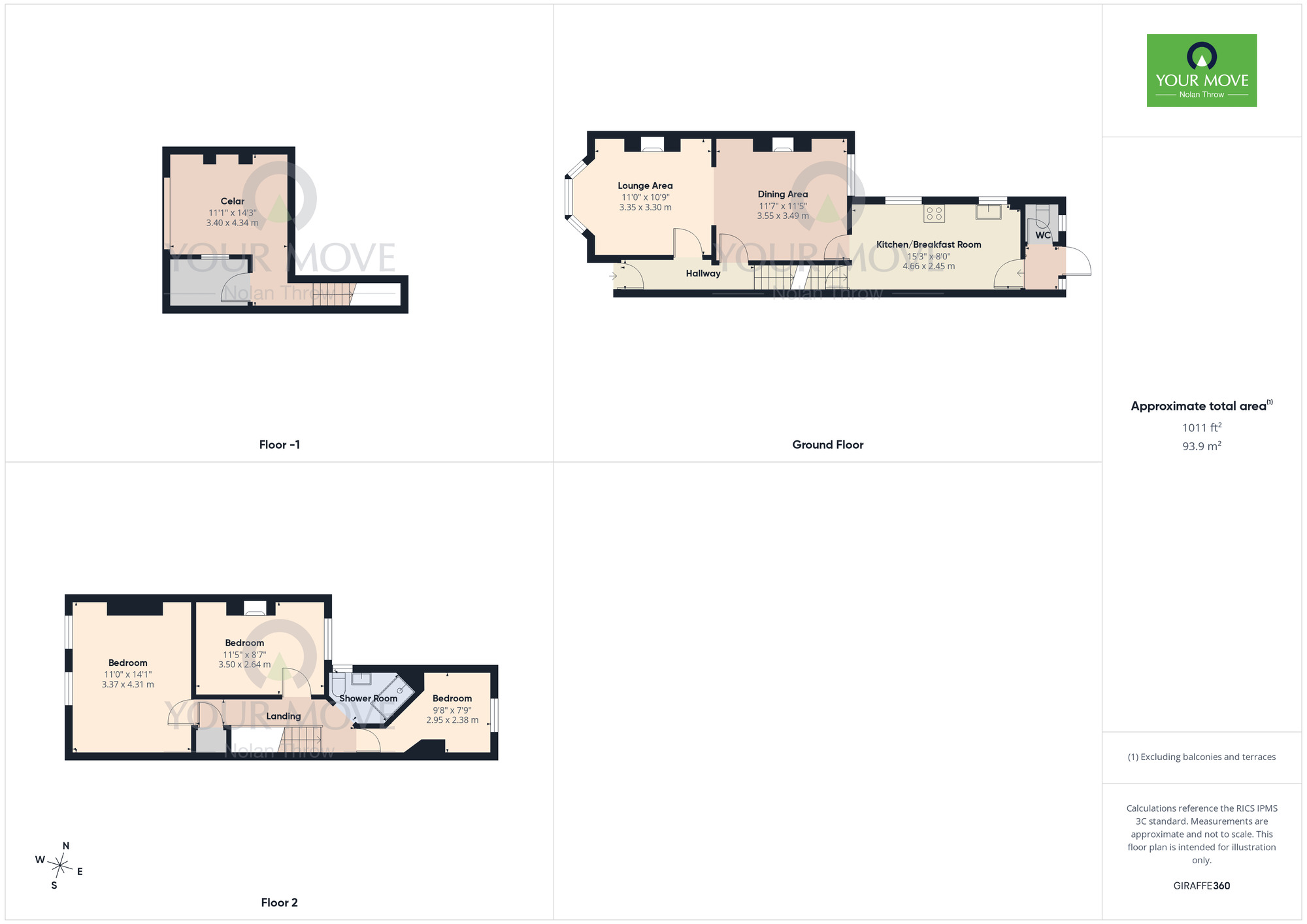Floorplan of 3 bedroom Mid Terrace House to rent, Allen Road, Abington, Northampton, NN1