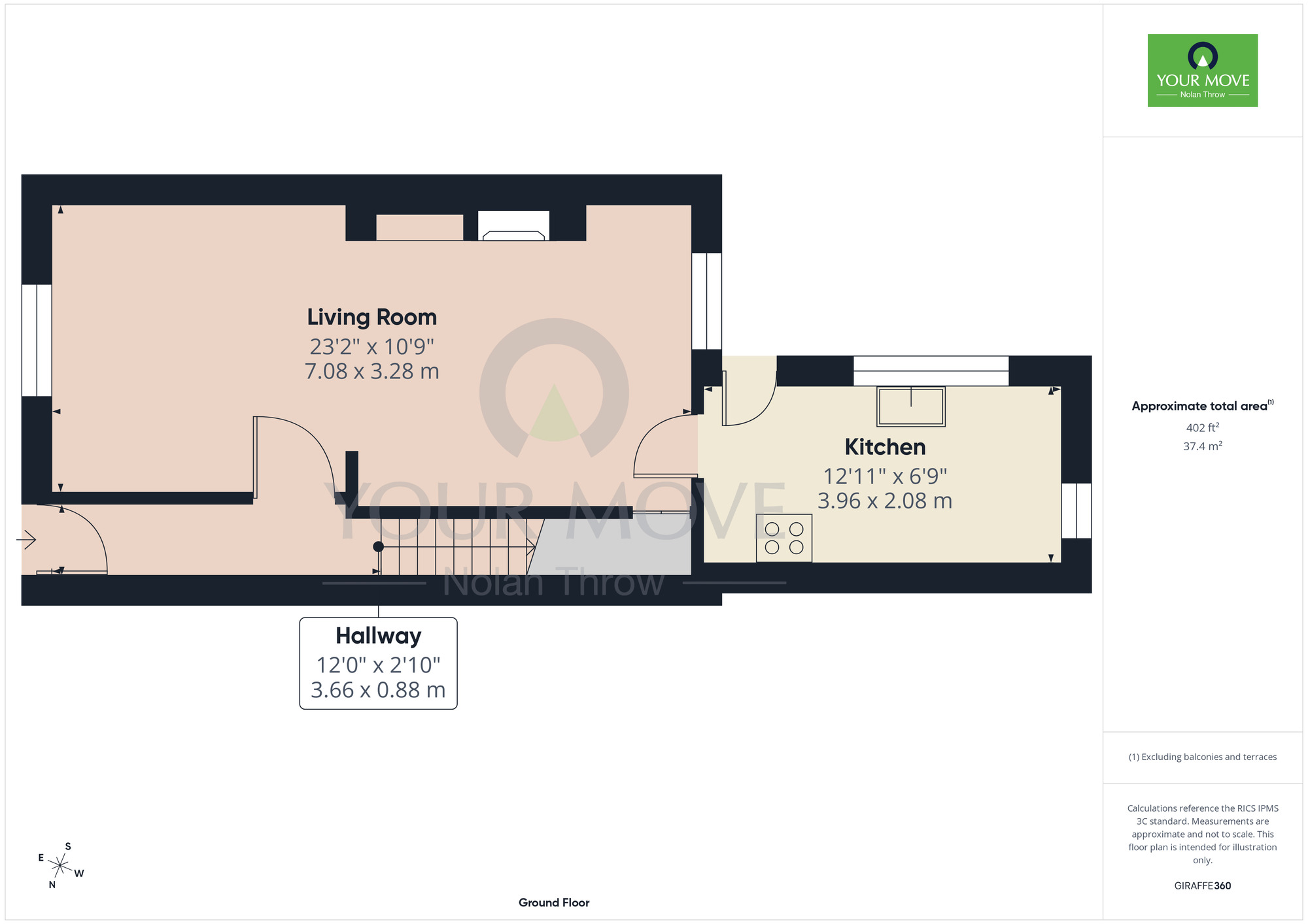 Floorplan of 2 bedroom Mid Terrace House to rent, Denmark Road, Northampton, NN1