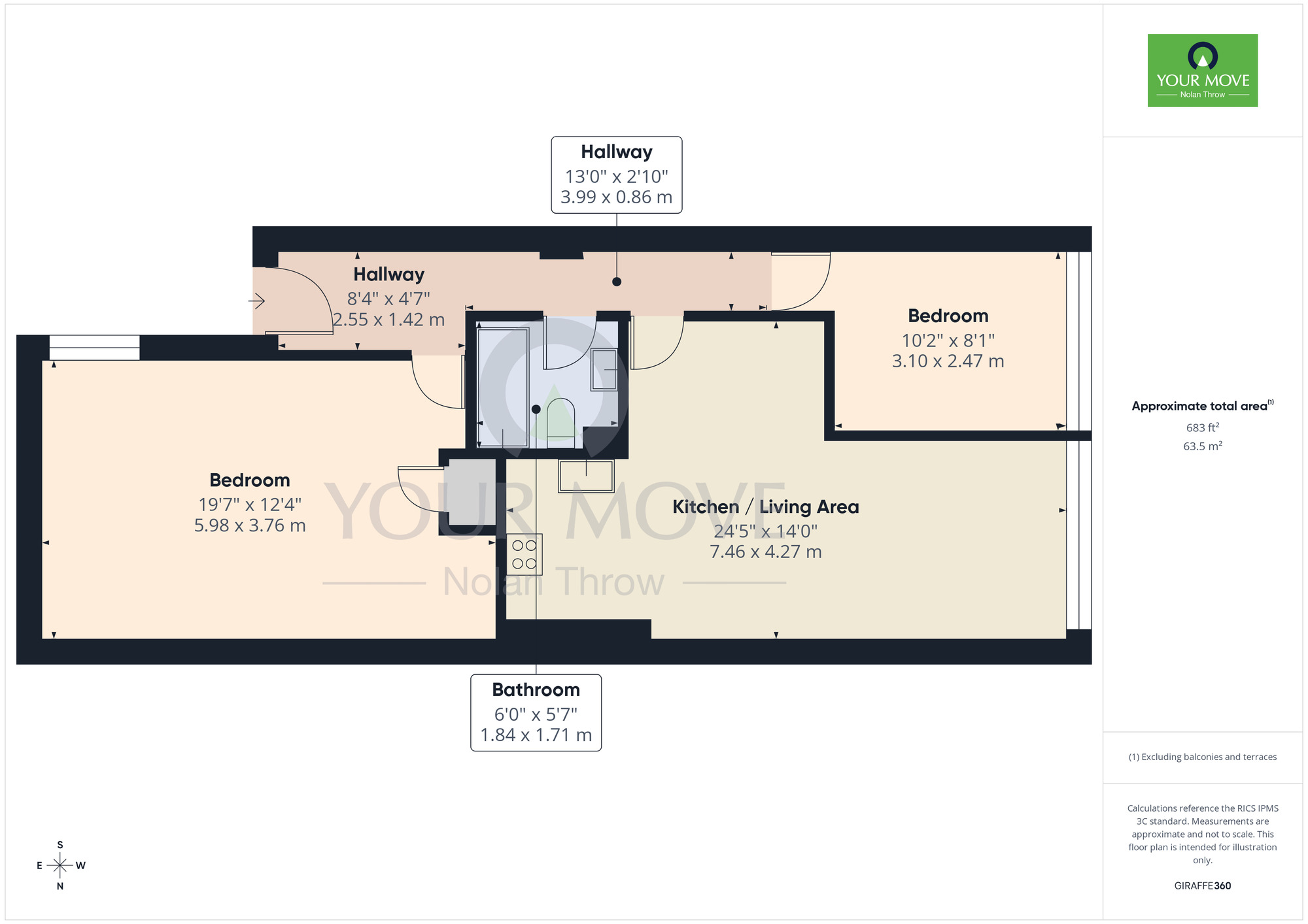 Floorplan of 2 bedroom Property to rent, Baronson Gardens, Northampton, NN1