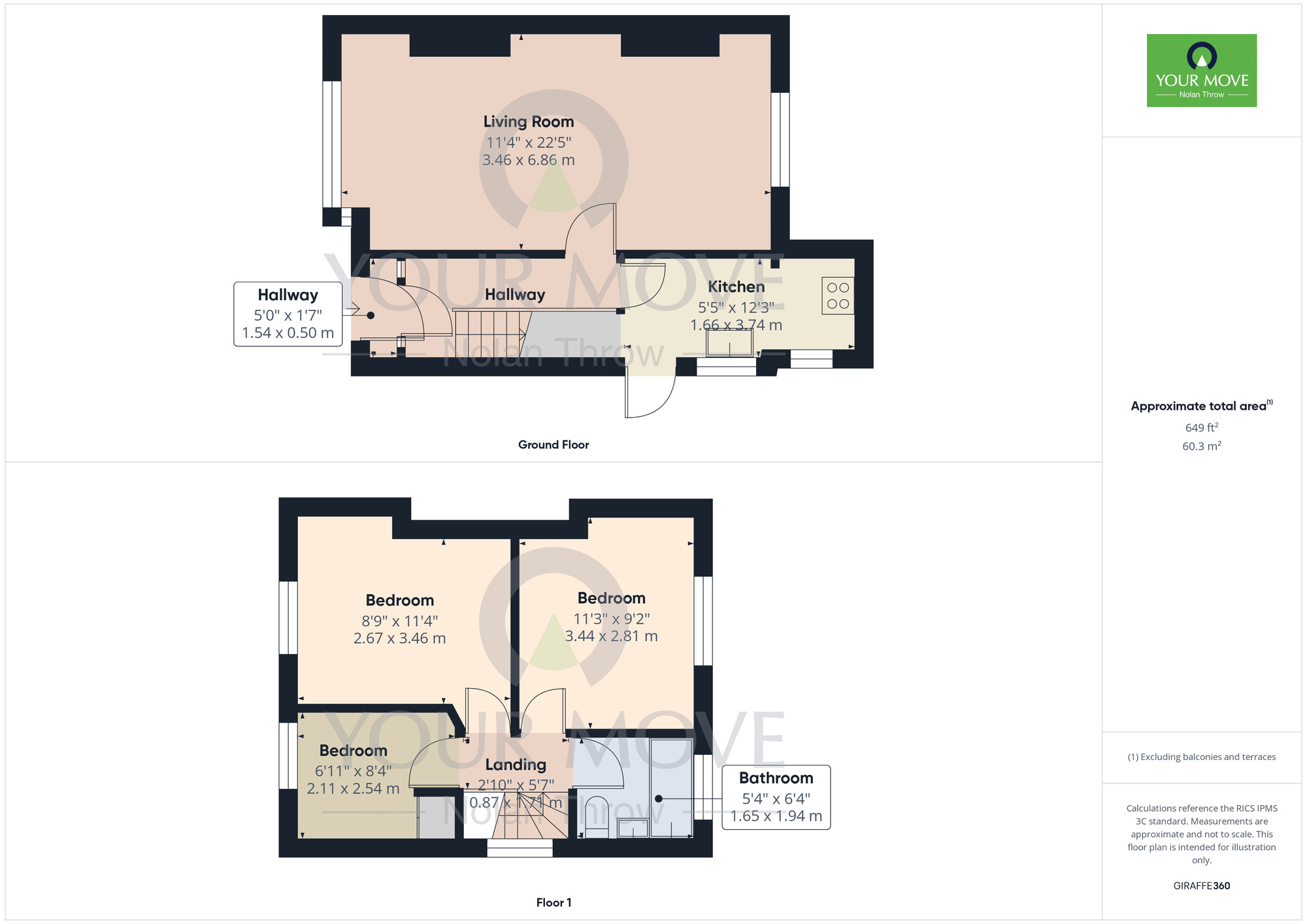 Floorplan of 3 bedroom Semi Detached House for sale, Fullingdale Road, The Headlands, Northampton, Northamptonshire, NN3