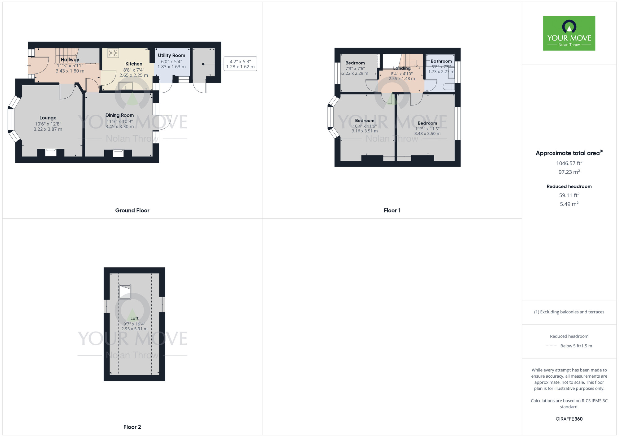 Floorplan of 3 bedroom Mid Terrace House for sale, Pinewood Road, Spinney Hill, Northampton, Northamptonshire, NN3
