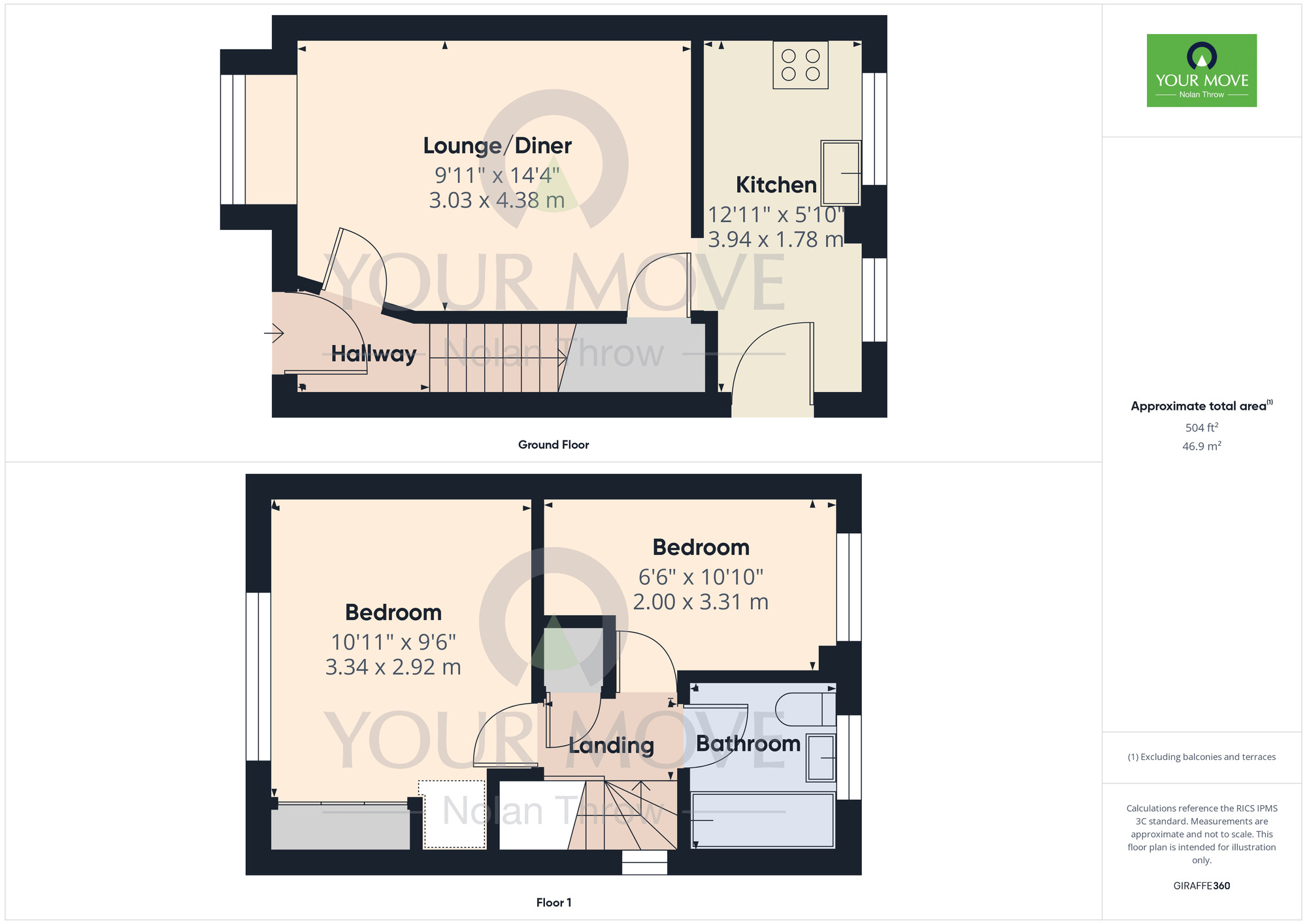 Floorplan of 2 bedroom Semi Detached House to rent, Wysall Road, The Glades, Northampton, NN3