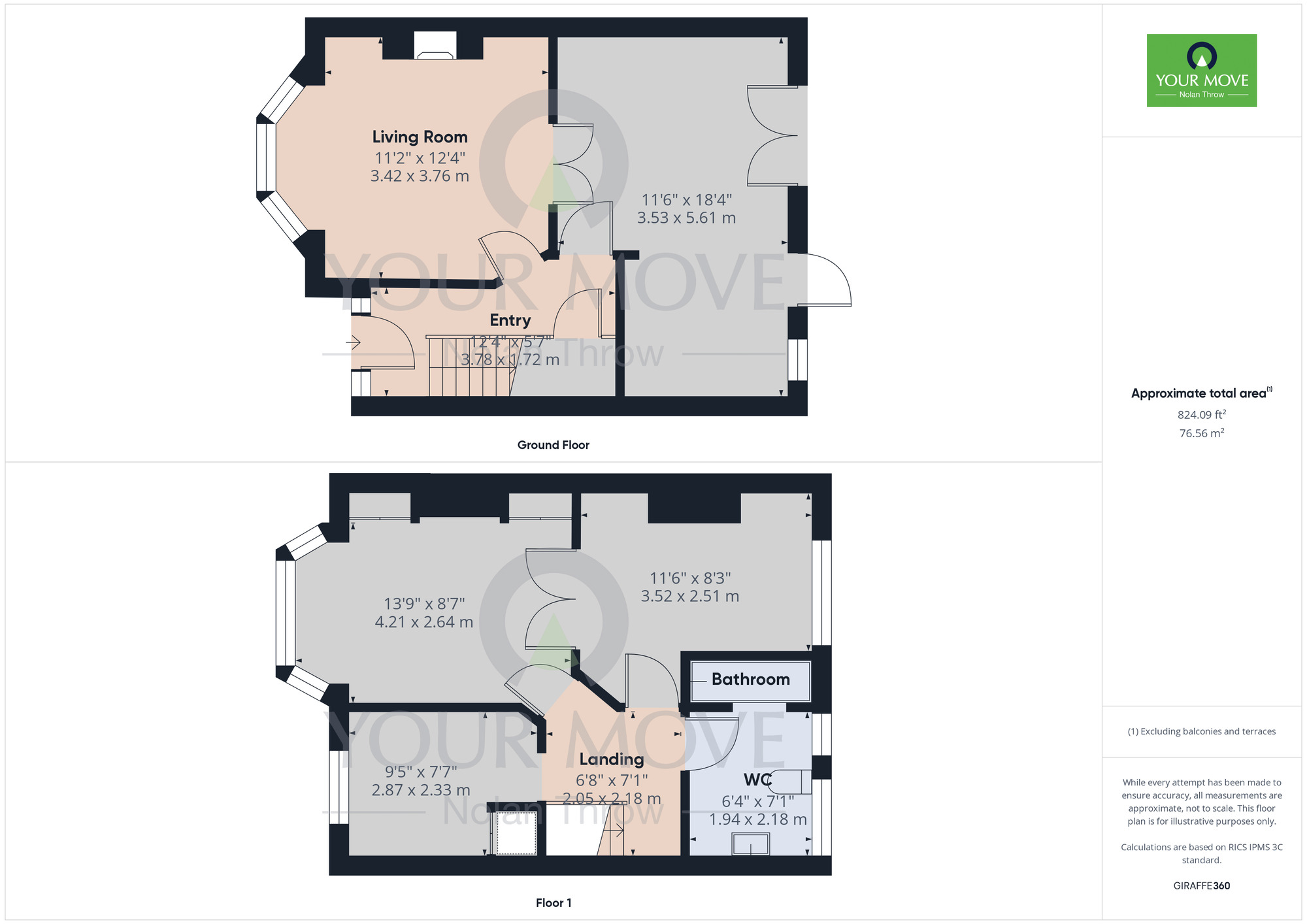 Floorplan of 2 bedroom Mid Terrace House for sale, Monks Park Road, Abington, Northampton, Northamptonshire, NN1