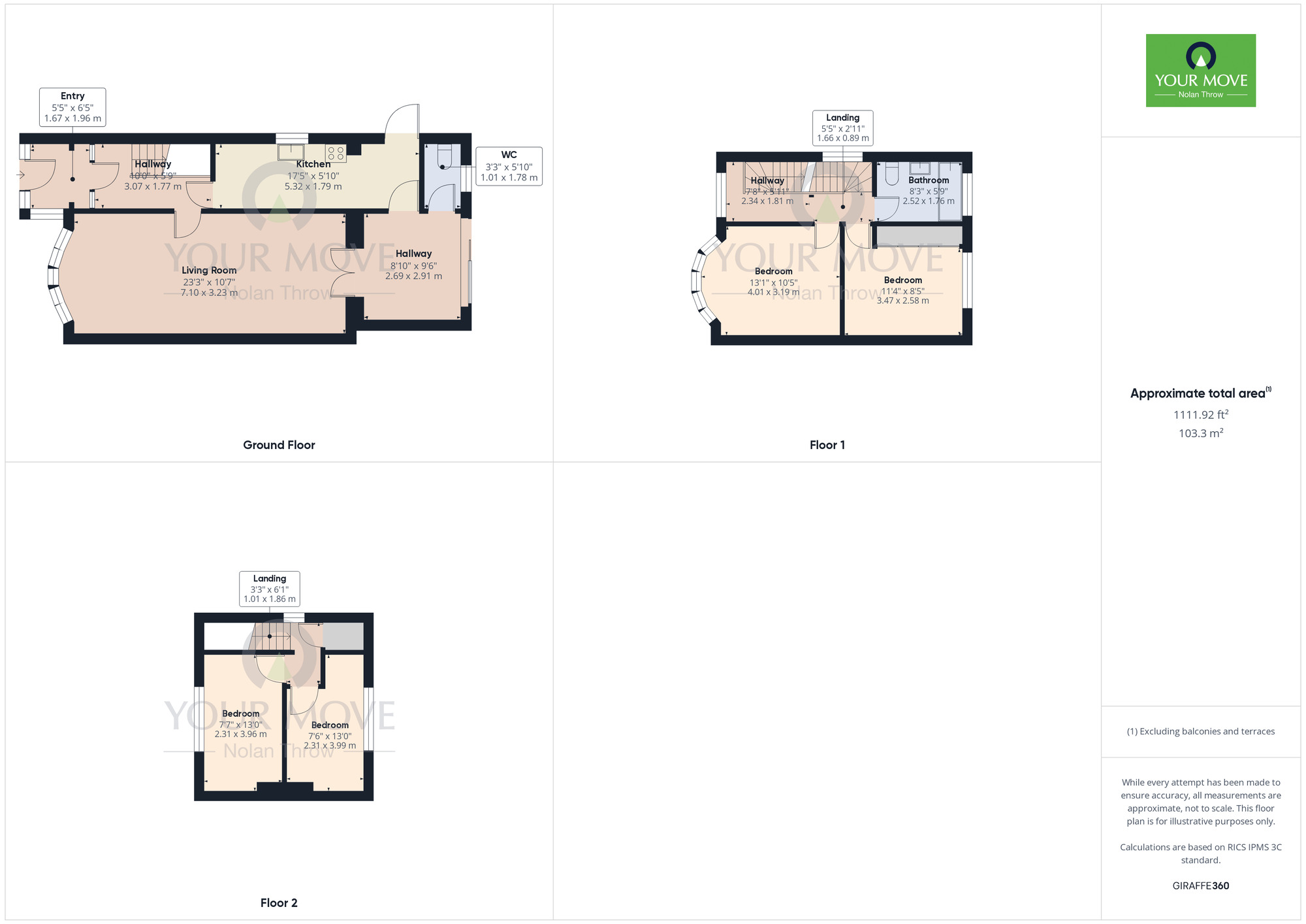 Floorplan of 4 bedroom Semi Detached House for sale, Sandiland Road, The Headlands, Northampton, Northamptonshire, NN3