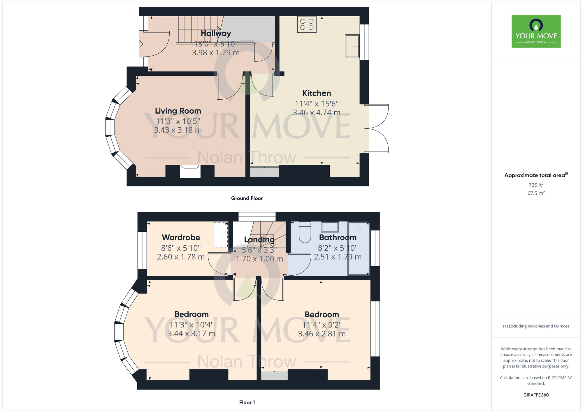 Floorplan of 3 bedroom Semi Detached House for sale, Longland Road, The Headlands, Northampton, Northamptonshire, NN3