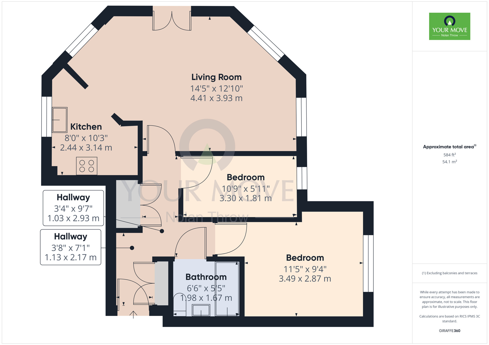 Floorplan of 2 bedroom  Flat for sale, Gregory Gardens, Northampton, Northamptonshire, NN3