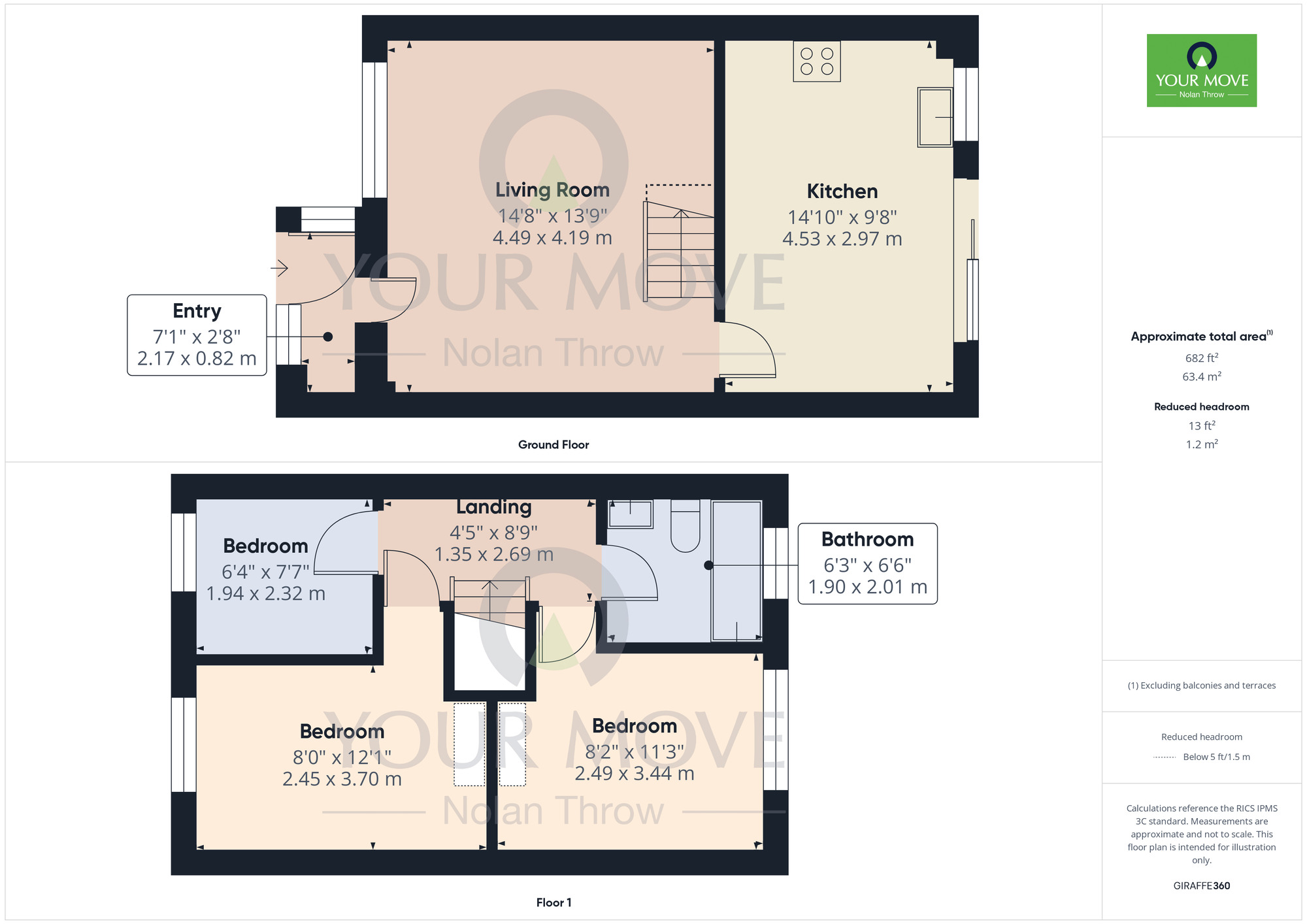 Floorplan of 3 bedroom Mid Terrace House to rent, Bowthorpe Close, Northampton, Northamptonshire, NN3