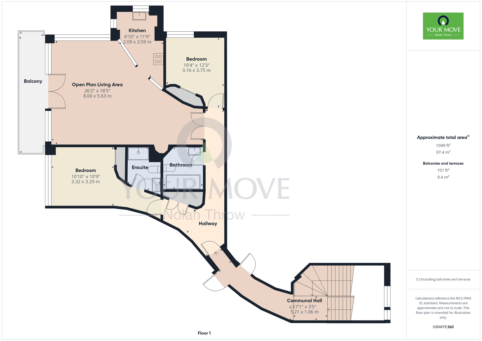 Floorplan of 2 bedroom  Flat for sale, Grove Road, Northampton, NN1
