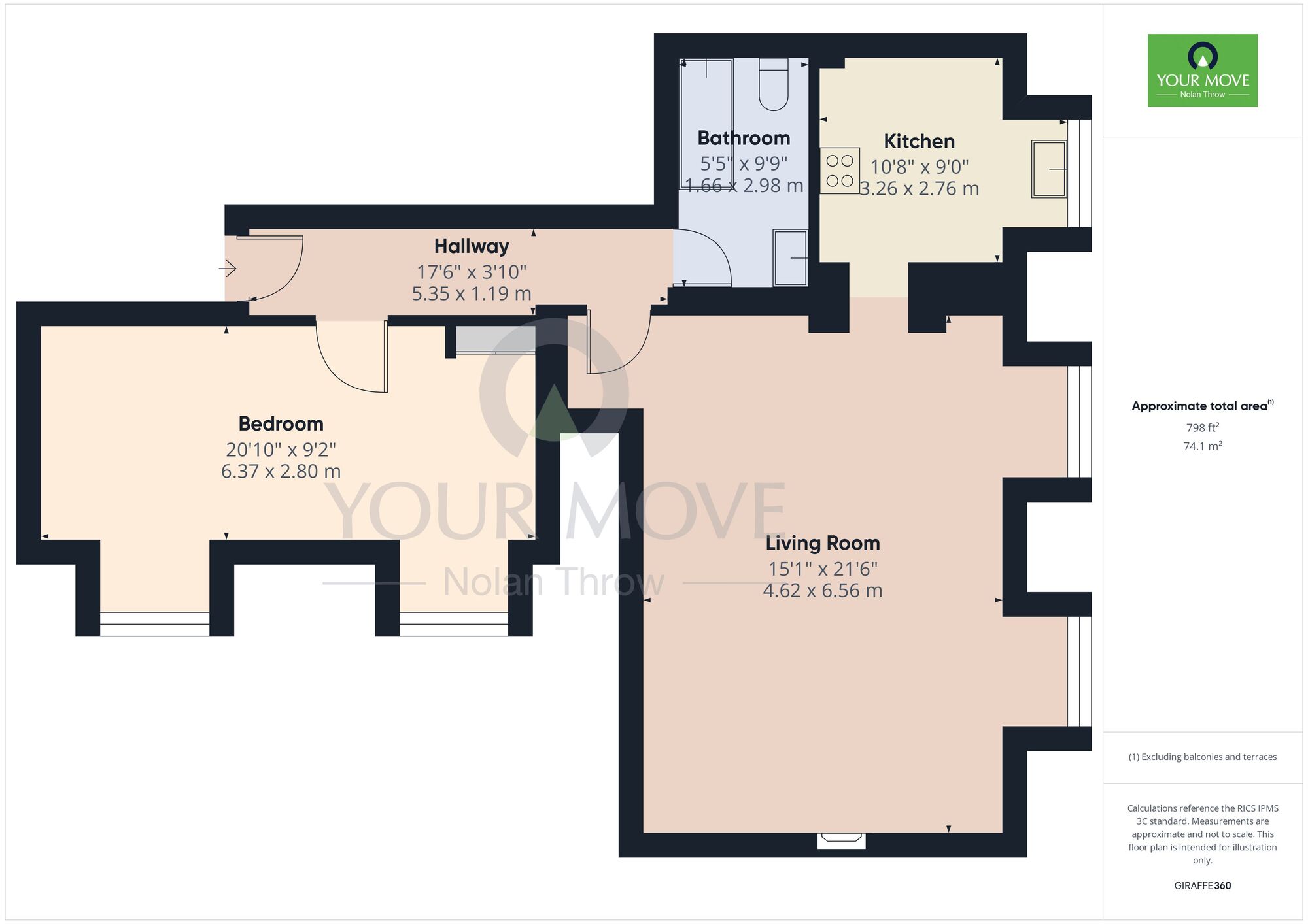 Floorplan of 1 bedroom  Flat for sale, Woolston Close, Spinney Hill, Northampton, Northamptonshire, NN3