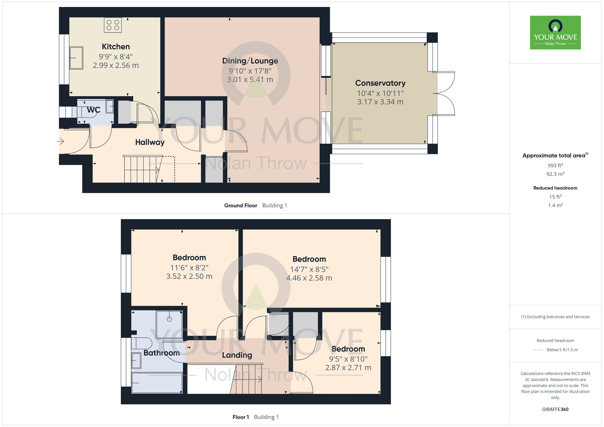 Floorplan of 3 bedroom Mid Terrace House for sale, Thatchwell Court, Standens Barn, Northampton, NN3