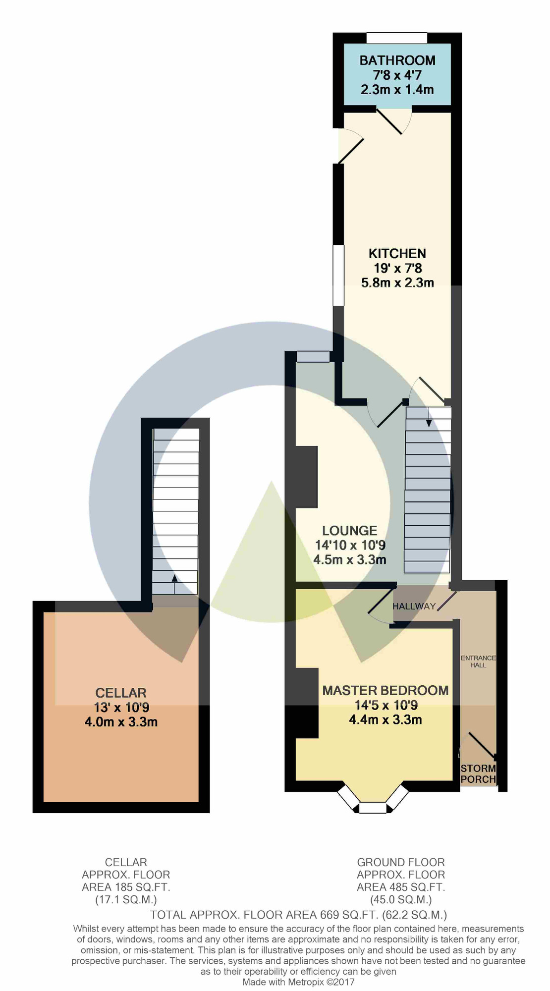 Floorplan of 2 bedroom Mid Terrace House for sale, Abington Avenue, Northampton, Northamptonshire, NN1
