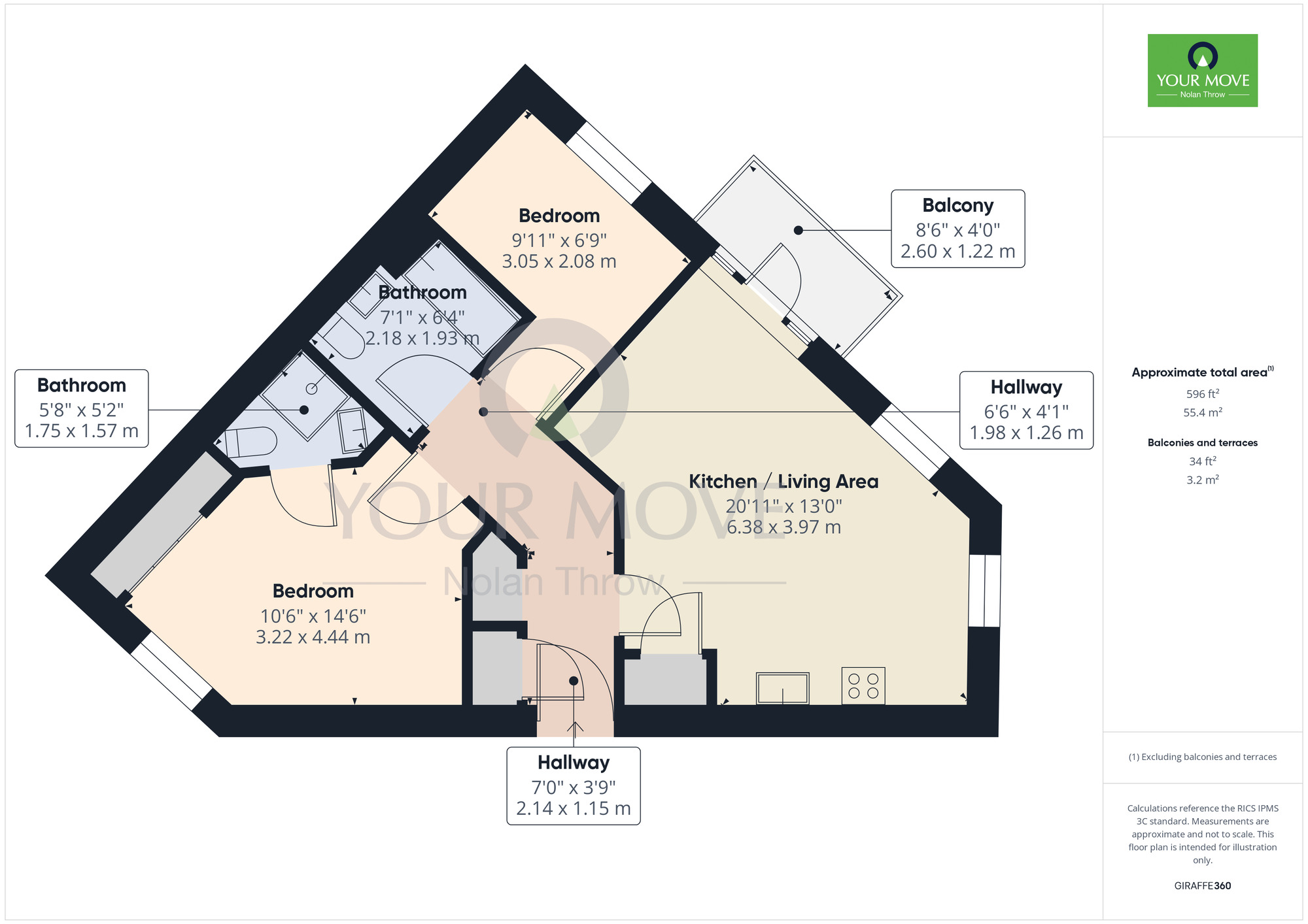 Floorplan of 2 bedroom  Flat for sale, Stimpson Avenue, Northampton, Northamptonshire, NN1