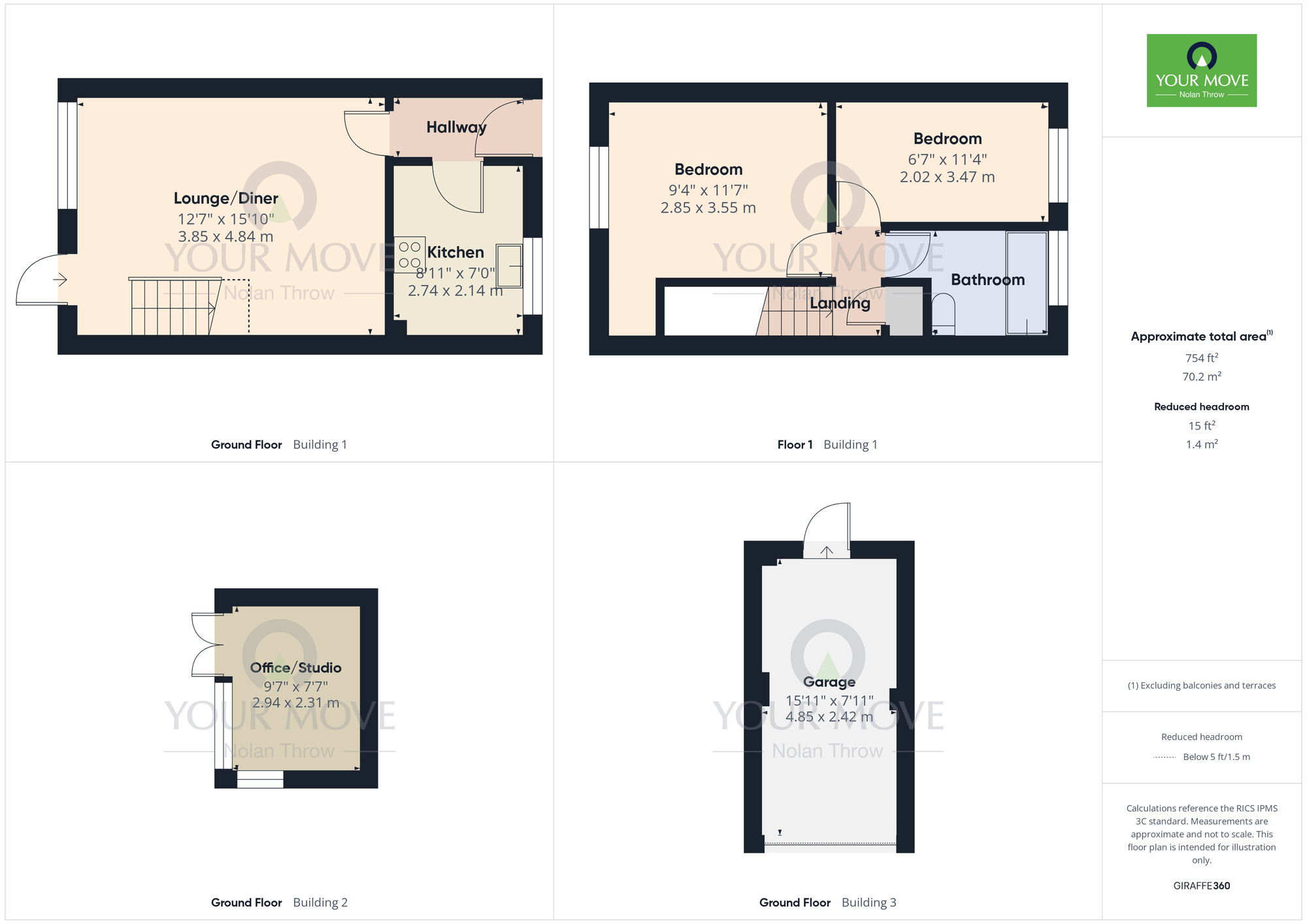 Floorplan of 2 bedroom Mid Terrace House for sale, Hall Piece Close, Ecton Brook, Northampton, NN3