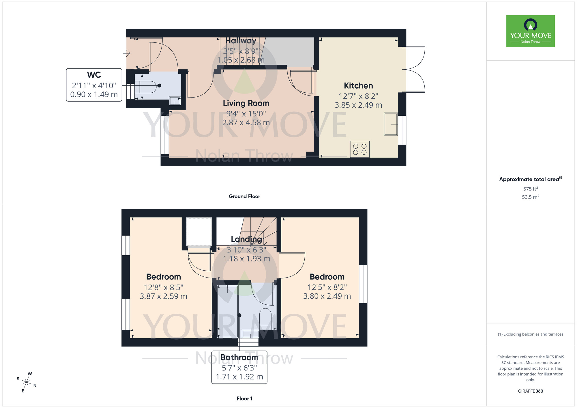 Floorplan of 2 bedroom Semi Detached House for sale, Campus Drive, Northampton, Northamptonshire, NN2