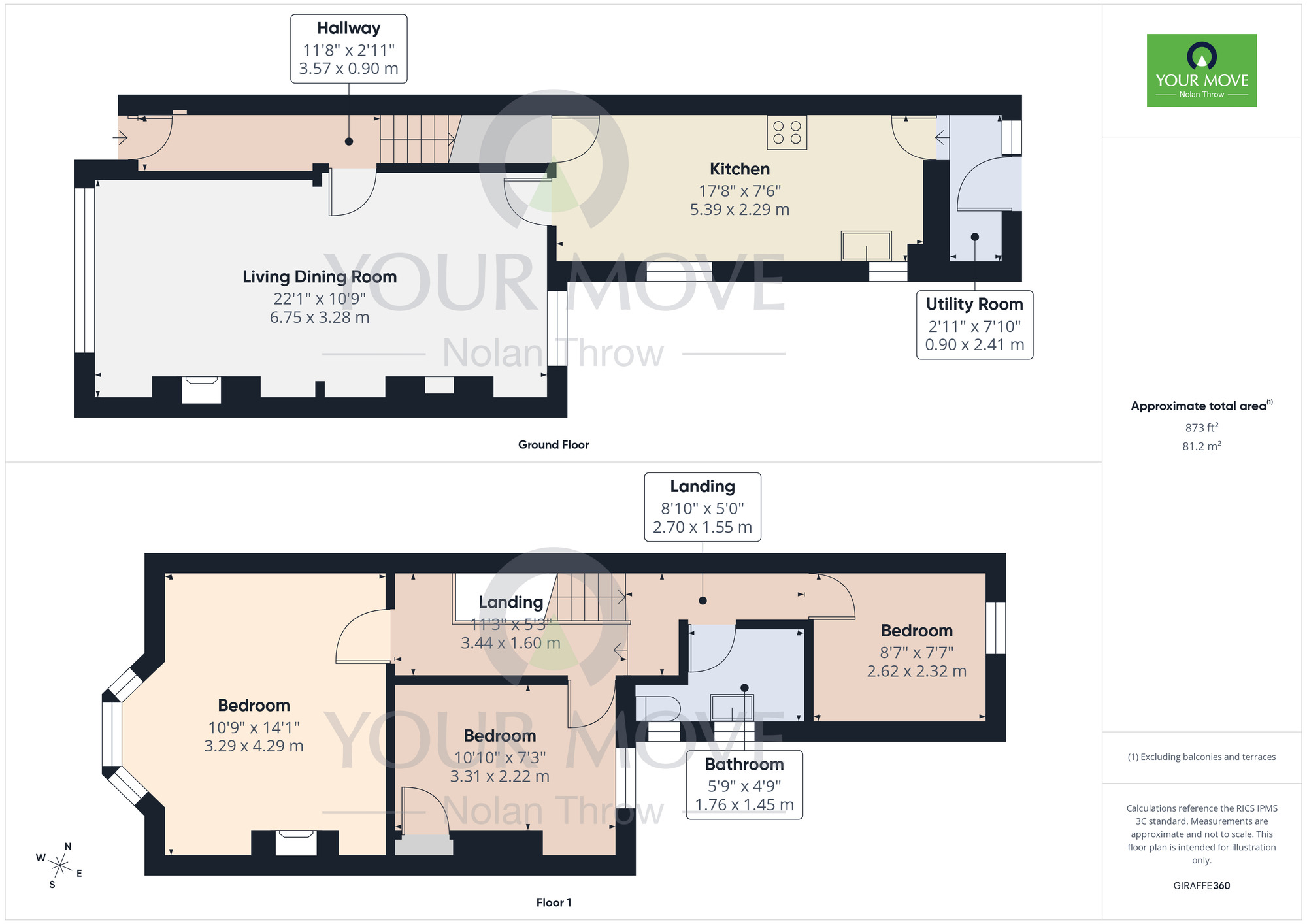 Floorplan of 3 bedroom Mid Terrace House to rent, Whitworth Road, Northampton, Northamptonshire, NN1