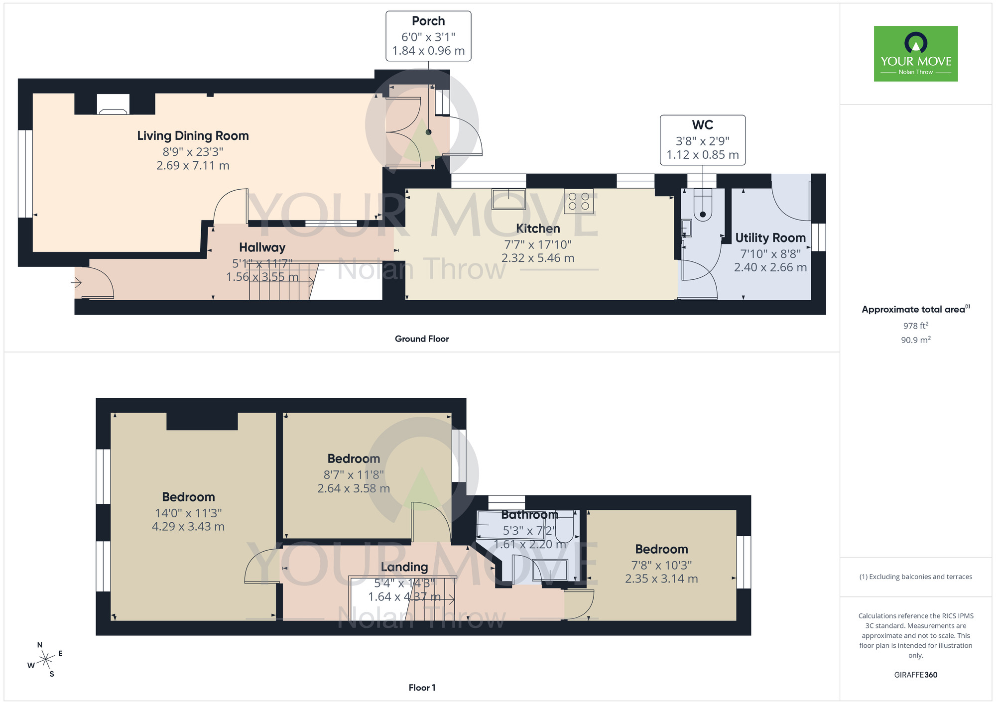 Floorplan of 3 bedroom Mid Terrace House to rent, Ivy Road, Northampton, Northamptonshire, NN1