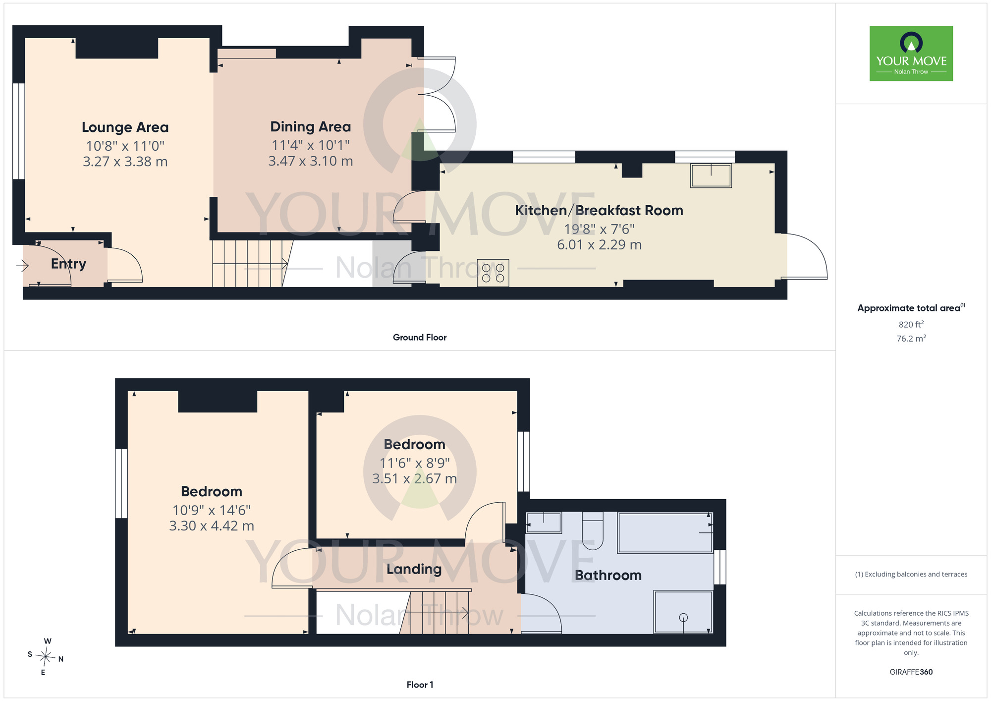 Floorplan of 2 bedroom Mid Terrace House to rent, Cloutsham Street, The Mounts, Northampton, NN1