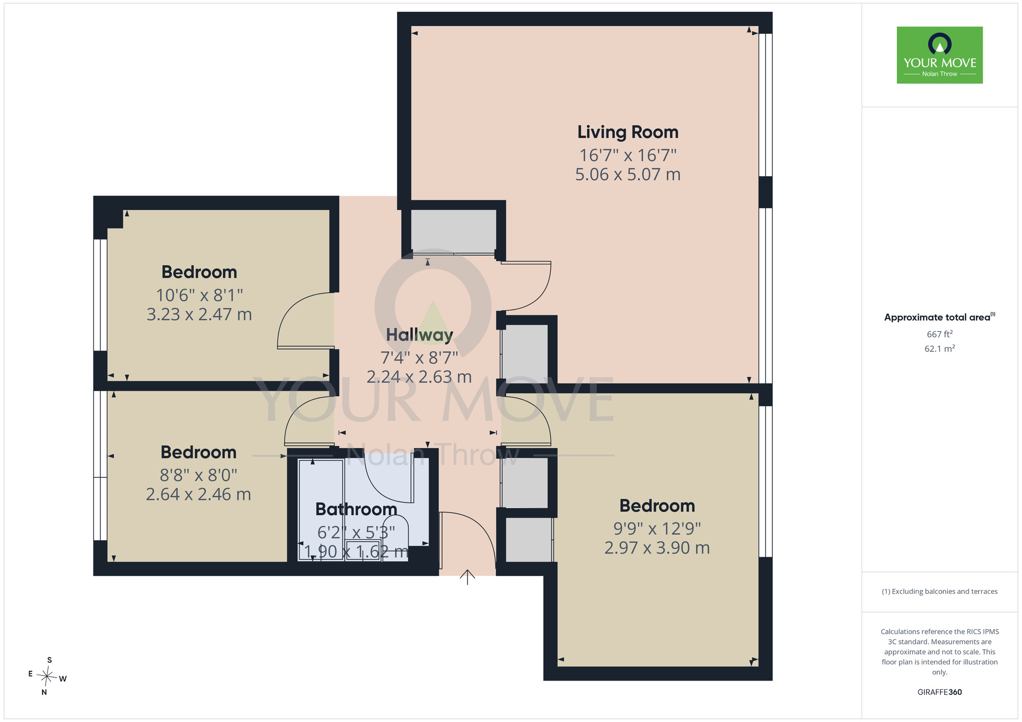 Floorplan of 3 bedroom Flat to rent, Cliftonville Court, Abington, Northampton, Northamptonshire, NN1