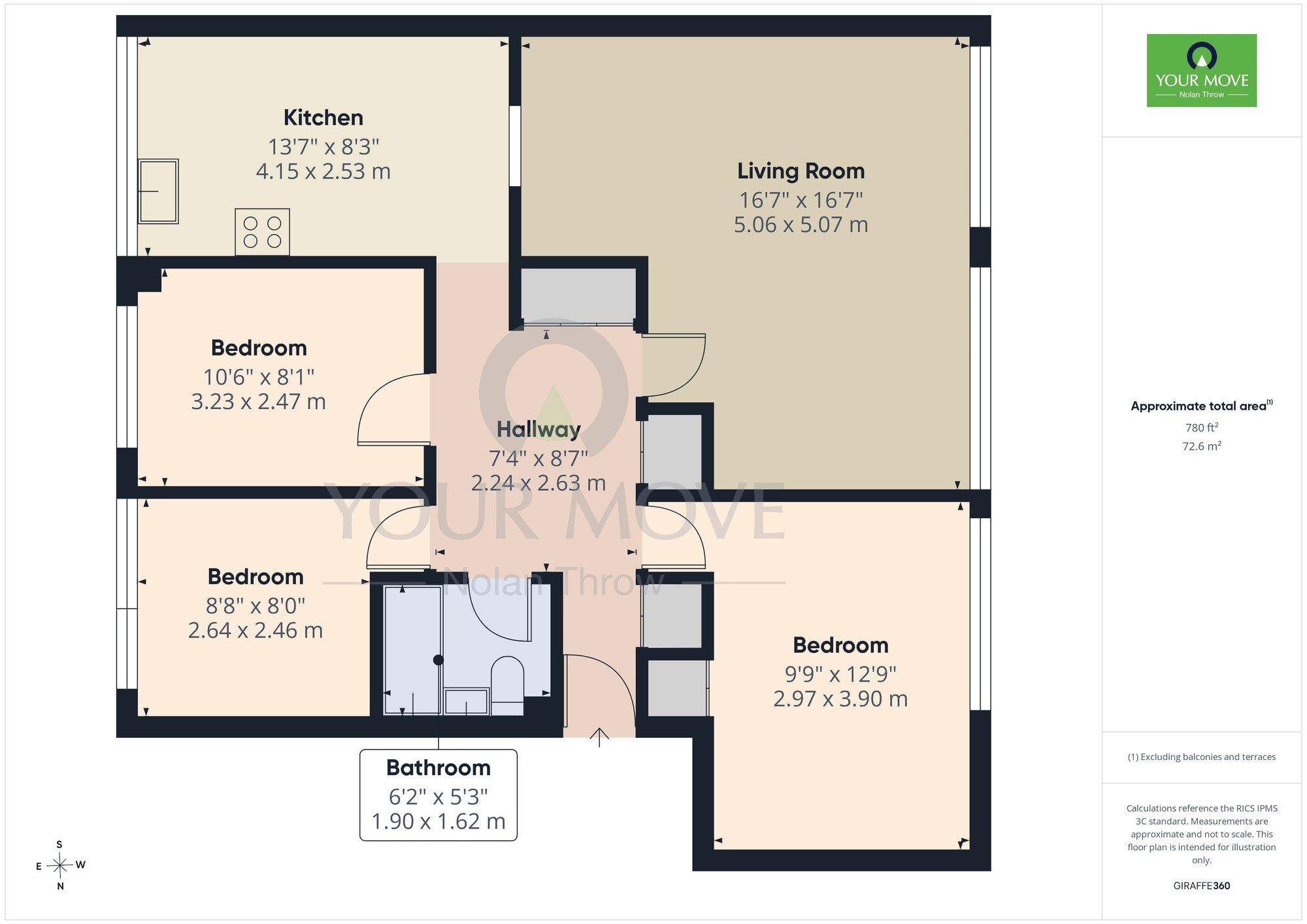 Floorplan of 3 bedroom Flat to rent, Cliftonville Court, Abington, Northampton, Northamptonshire, NN1