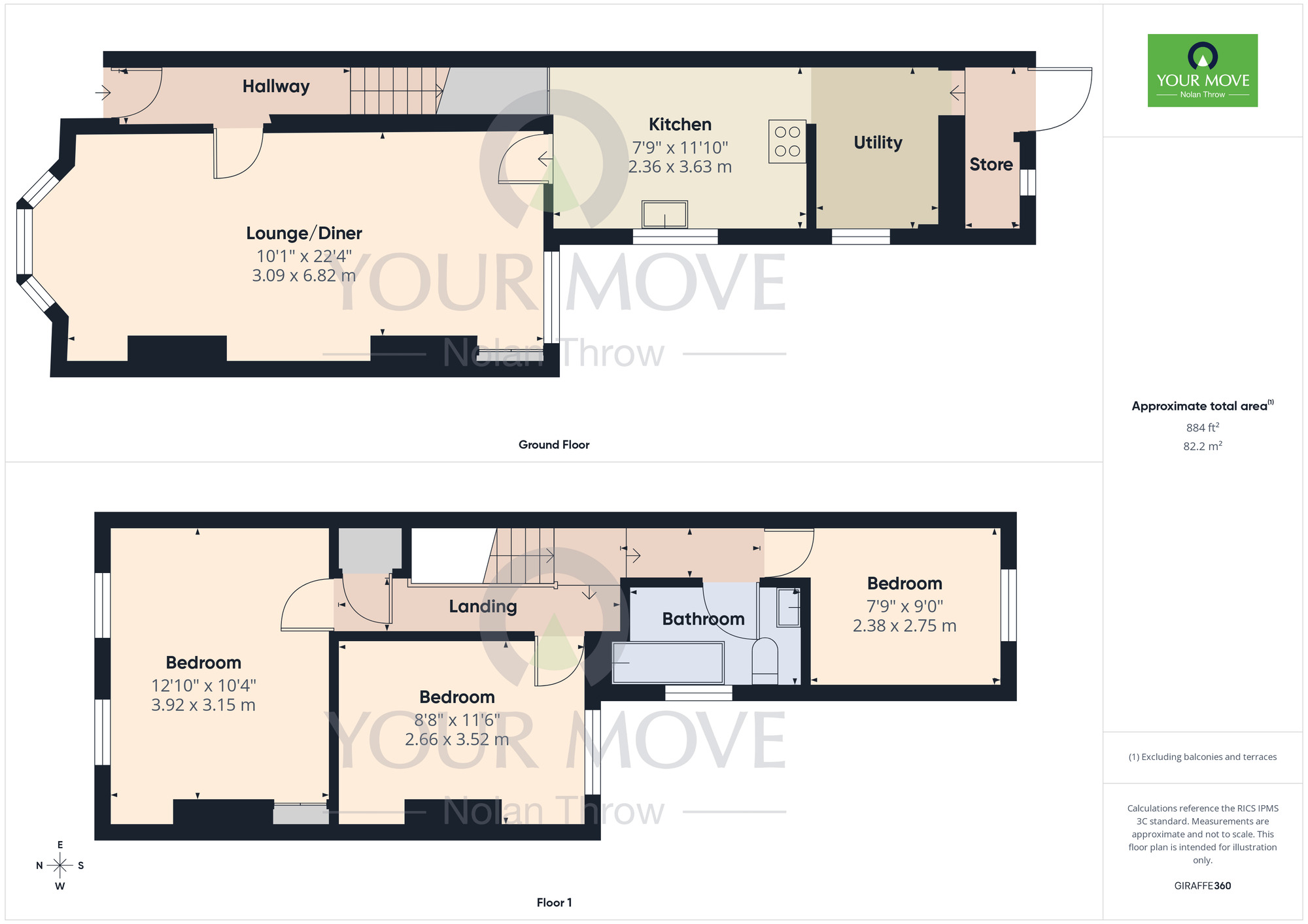 Floorplan of 3 bedroom Mid Terrace House to rent, Derby Road, Abington, Northamptonshire, NN1