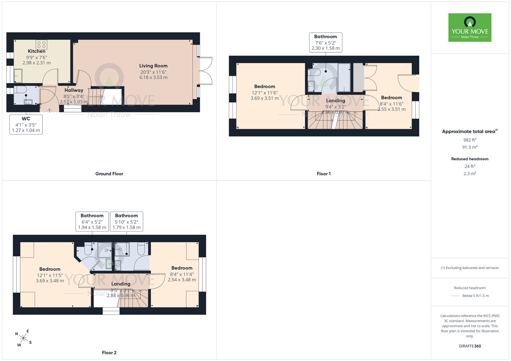 Floorplan of 3 bedroom Semi Detached House for sale, Thenford Mews, Northampton, Northamptonshire, NN1