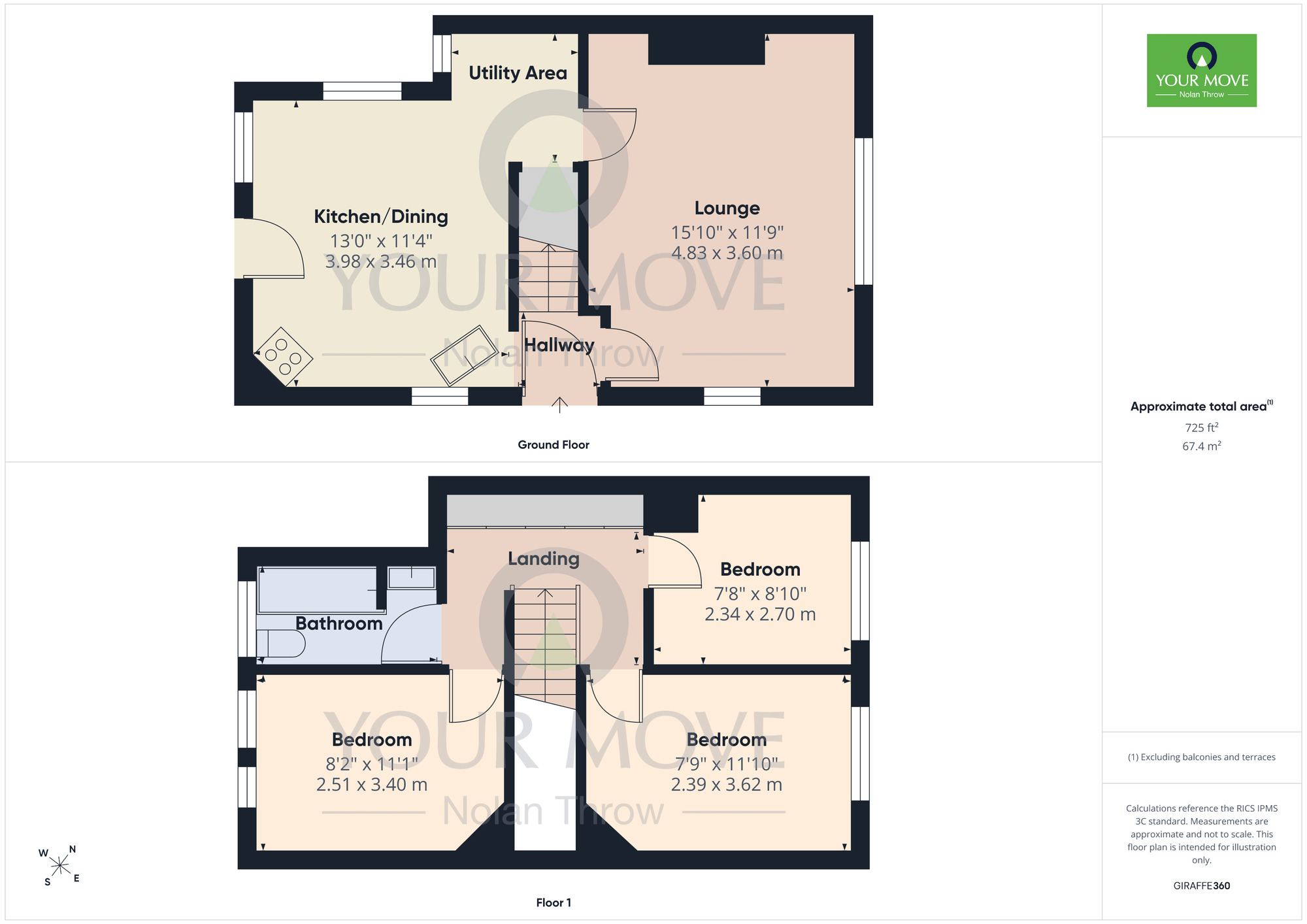 Floorplan of 3 bedroom End Terrace House for sale, Raeburn Road, Kingsley, Northampton, NN2