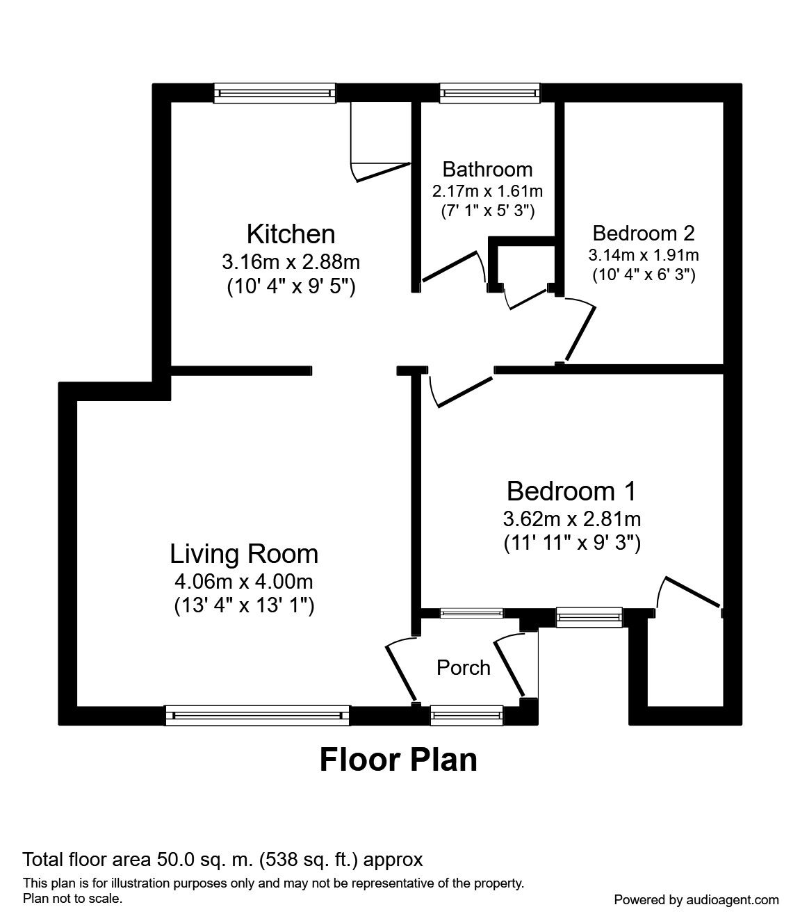 Floorplan of 2 bedroom Flat to rent, The Elms, Andover, Hampshire, SP10