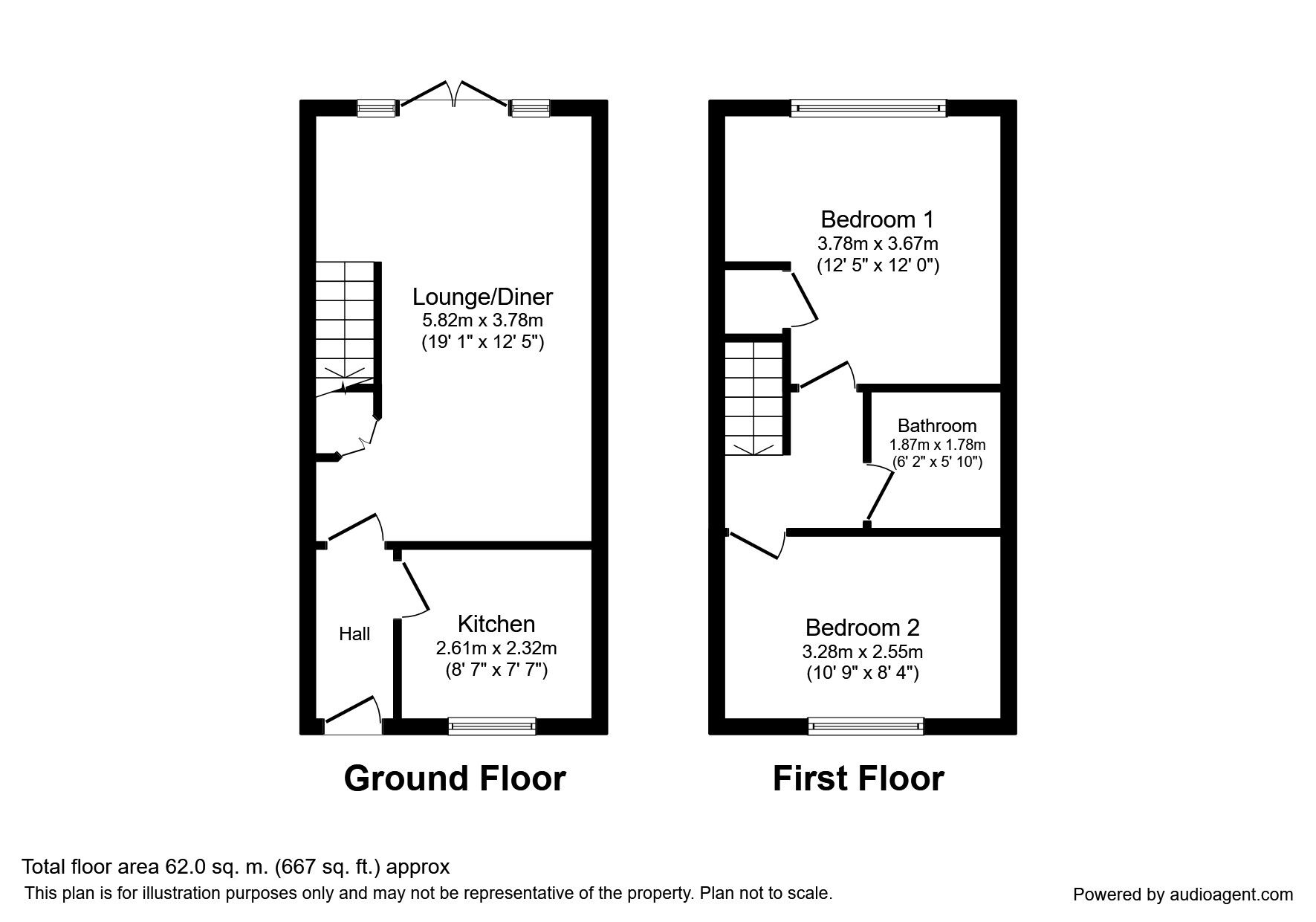 Floorplan of 2 bedroom Mid Terrace House to rent, Woodlands Way, Andover, Hampshire, SP10