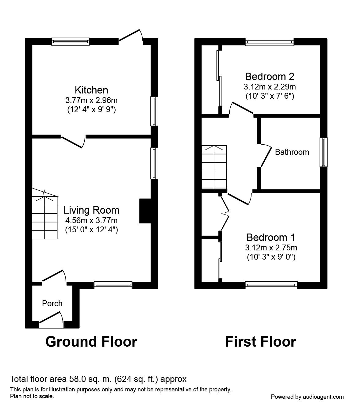 Floorplan of 2 bedroom Semi Detached House to rent, Cusden Drive, Andover, Hampshire, SP10