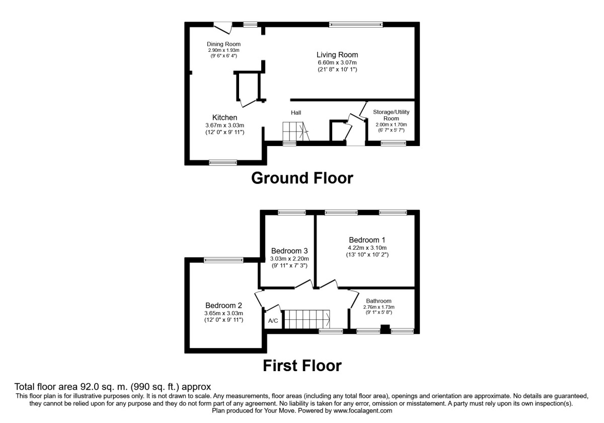 Floorplan of 3 bedroom Mid Terrace House to rent, Ribble Court, Andover, Hampshire, SP10