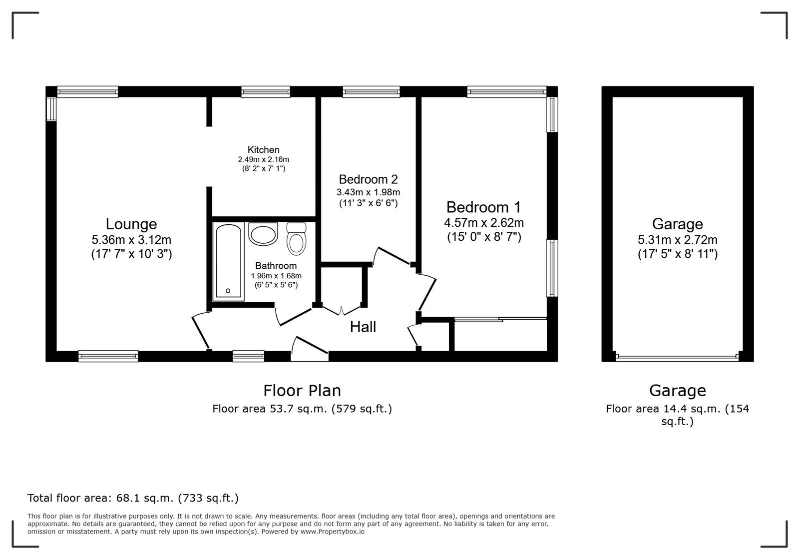 Floorplan of 2 bedroom Flat for sale, Brickfields Close, Lychpit, Hampshire, RG24