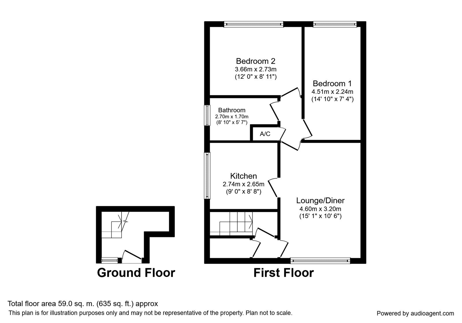 Floorplan of 2 bedroom  Flat for sale, Colenzo Drive, Andover, Hampshire, SP10