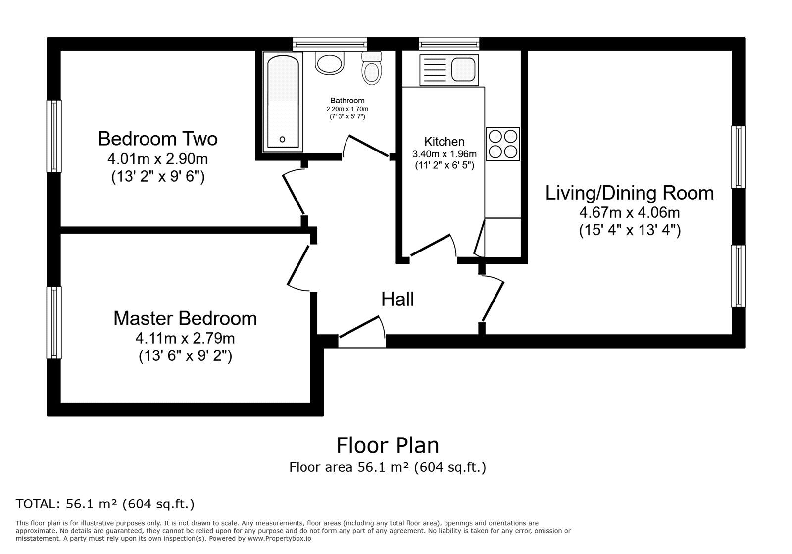 Floorplan of 2 bedroom  Flat for sale, Lynwood Drive, Andover, Hampshire, SP10