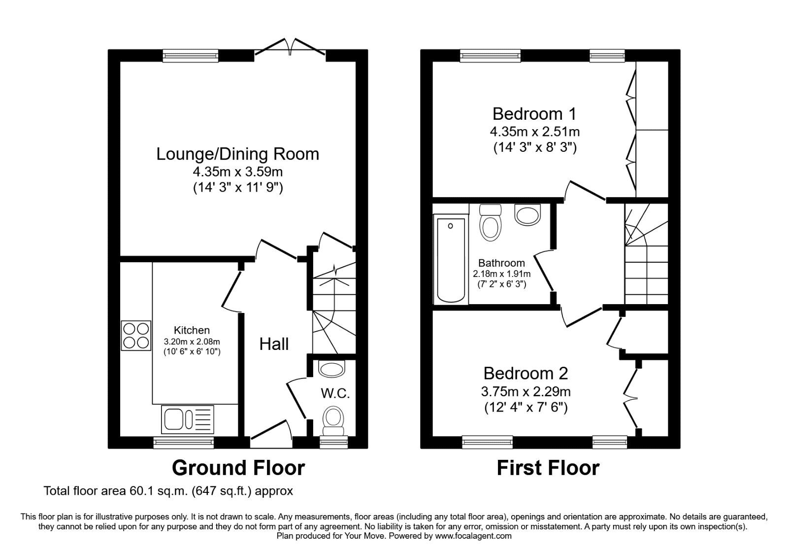 Floorplan of 2 bedroom Mid Terrace House for sale, Apple Dene, Bramley, Hampshire, RG26