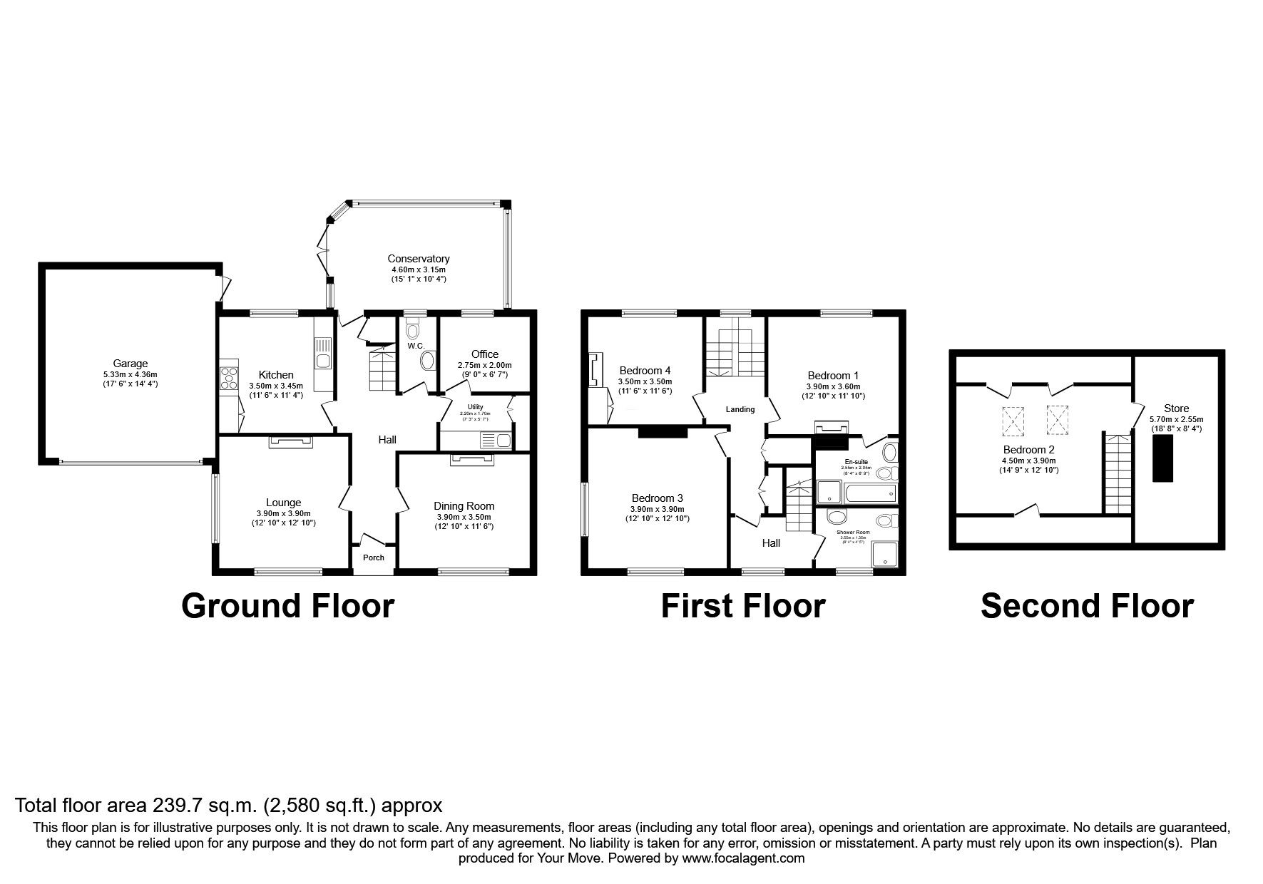 Floorplan of 4 bedroom Semi Detached House for sale, London Street, Whitchurch, Hampshire, RG28