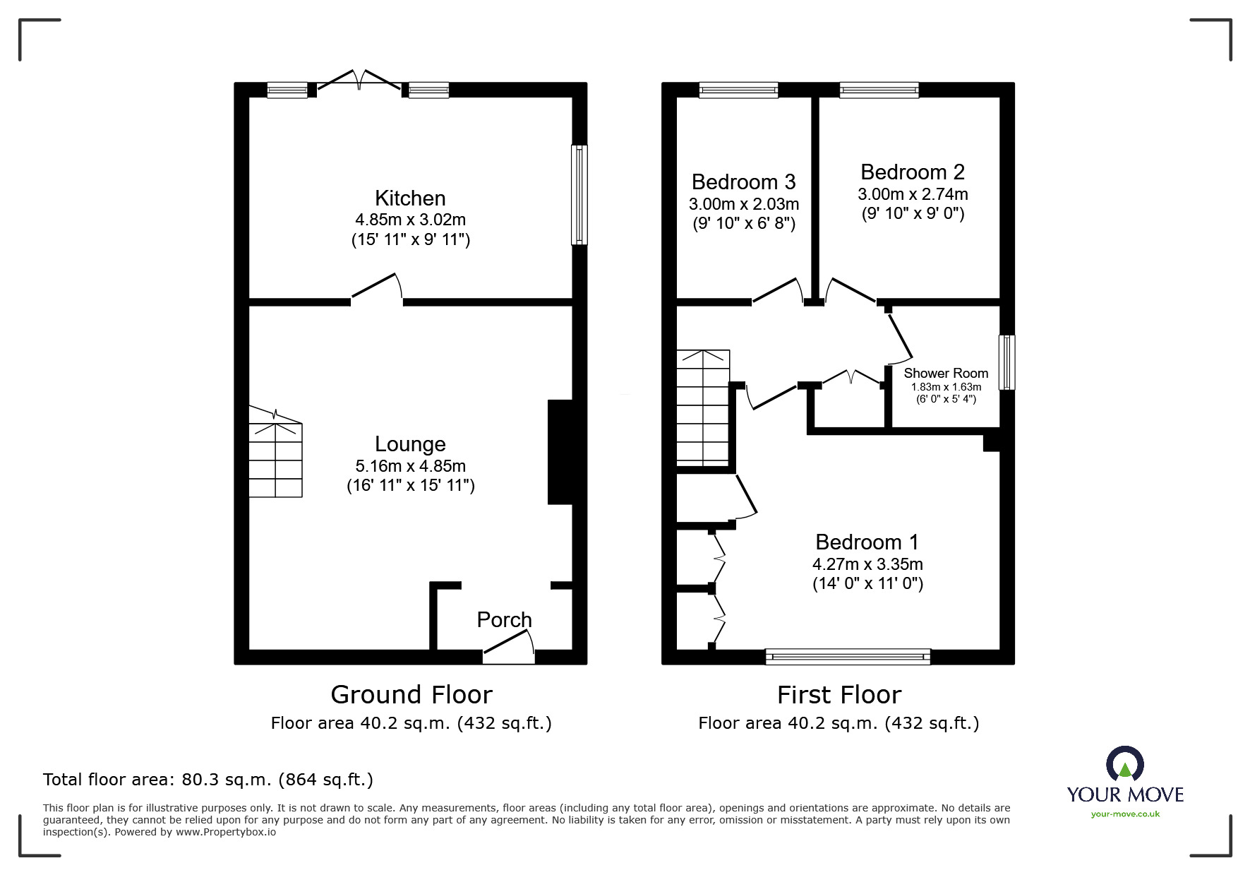 Floorplan of 3 bedroom End Terrace House for sale, The Elms, Andover, Hampshire, SP10