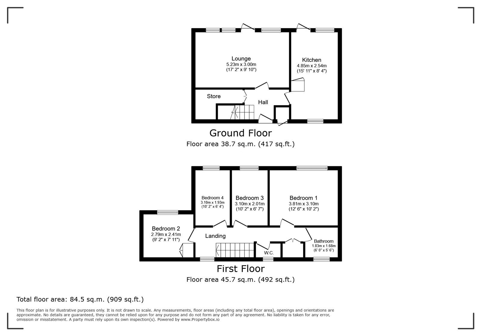 Floorplan of 4 bedroom Semi Detached House for sale, Wistaria Court, Andover, Hampshire, SP10