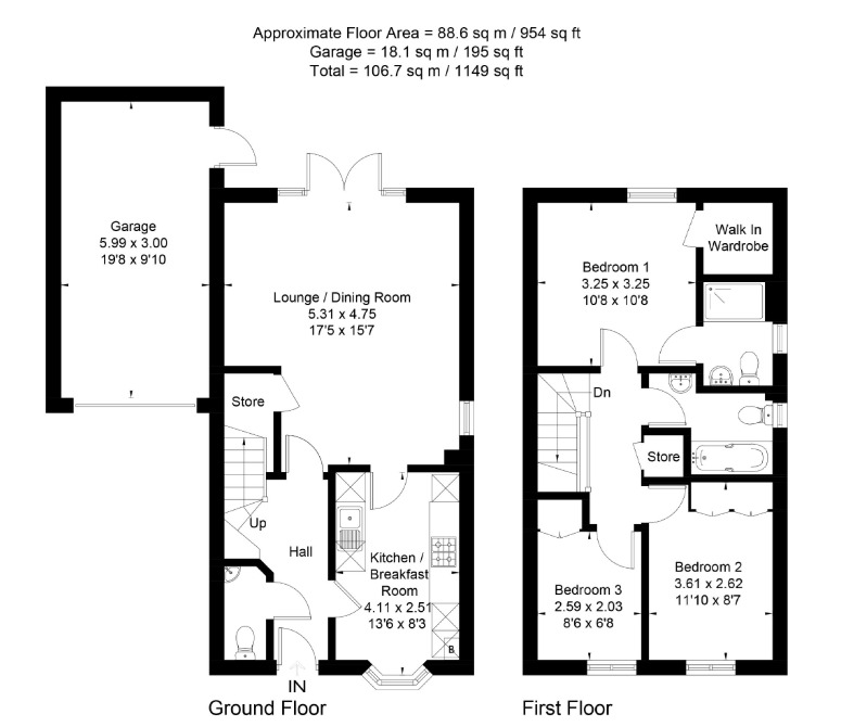 Floorplan of 3 bedroom Detached House for sale, Silk Throwsters Way, Whitchurch, Hampshire, RG28