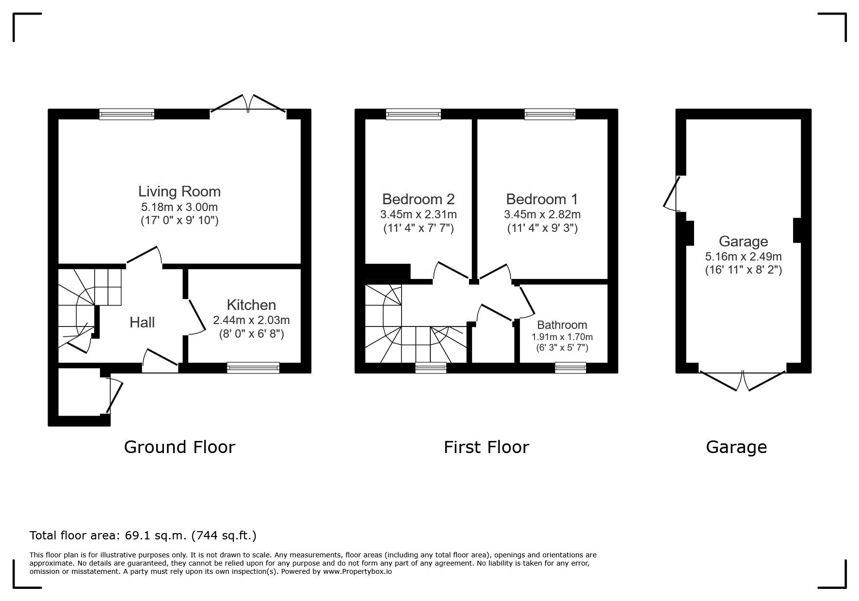 Floorplan of 2 bedroom Semi Detached House for sale, Exeter Close, Basingstoke, Hampshire, RG22