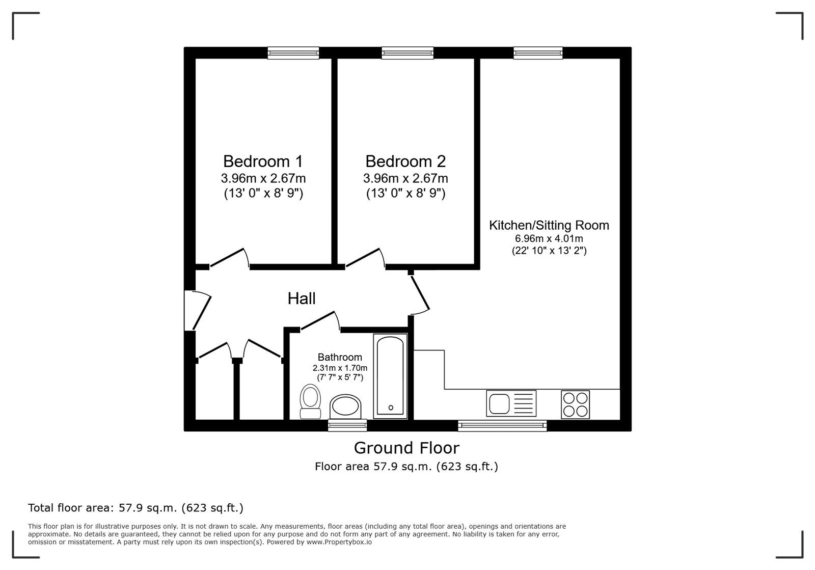 Floorplan of 2 bedroom Flat for sale, Oatway Road, Tidworth, Wiltshire, SP9