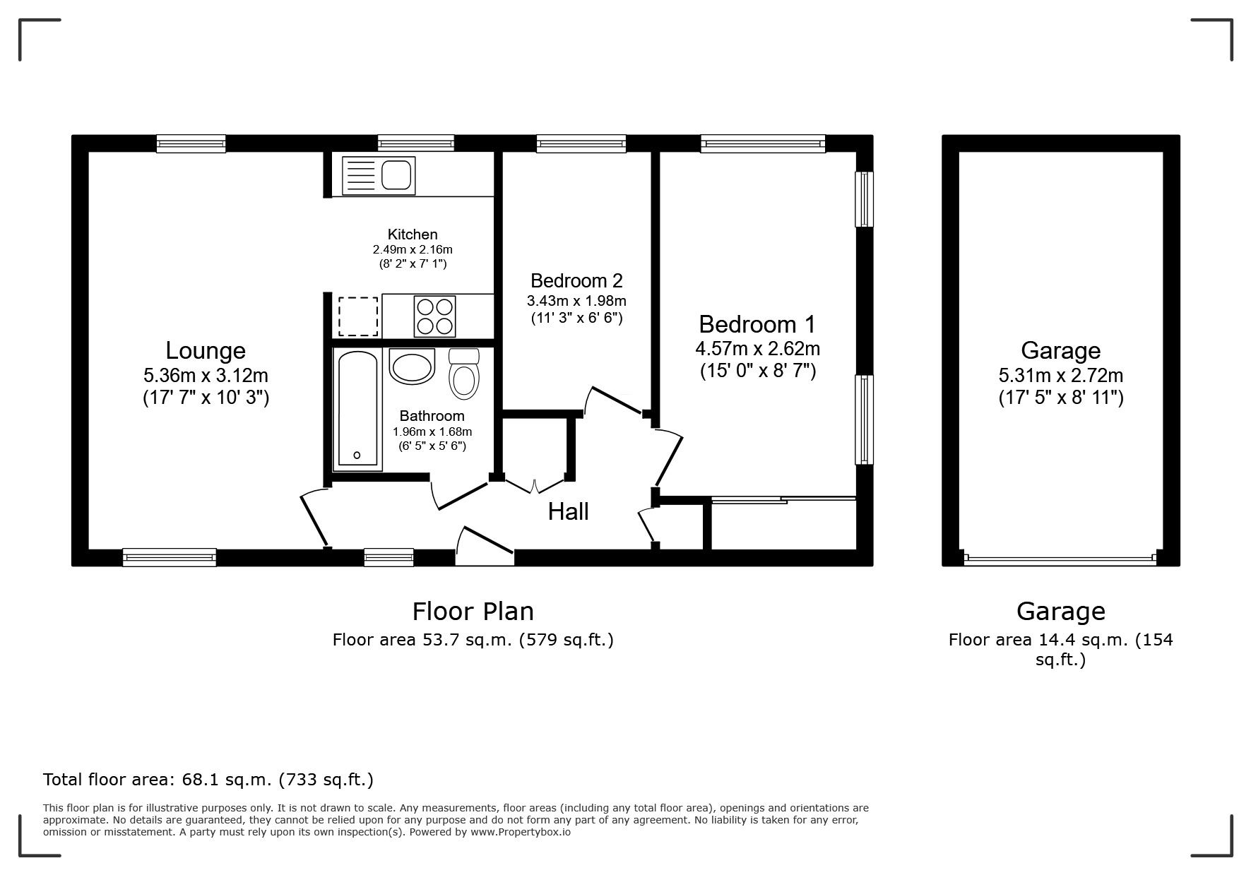 Floorplan of 2 bedroom Flat to rent, Brickfields Close, Lychpit, Hampshire, RG24