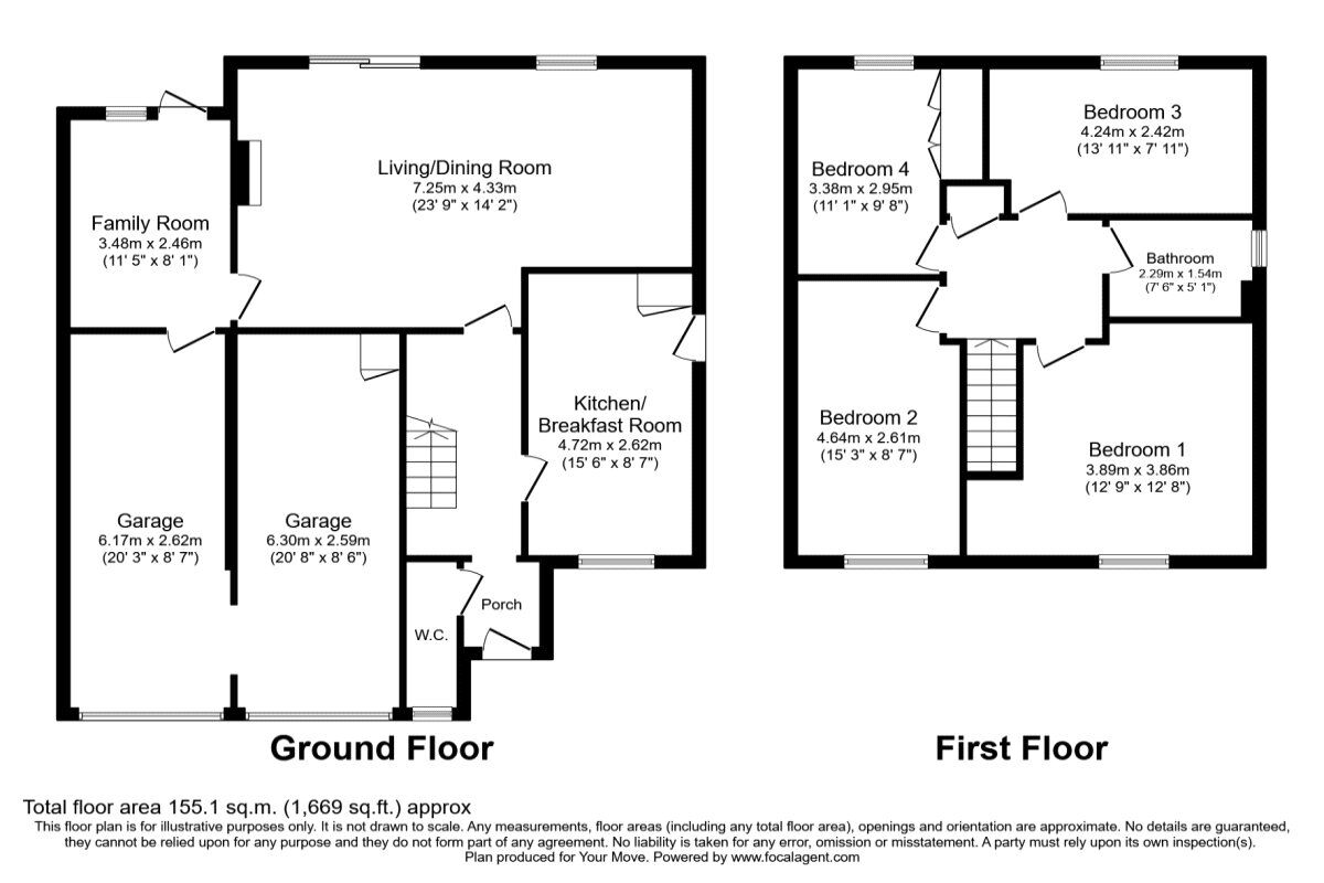Floorplan of 4 bedroom Detached House for sale, Turner Close, Basingstoke, Hampshire, RG21