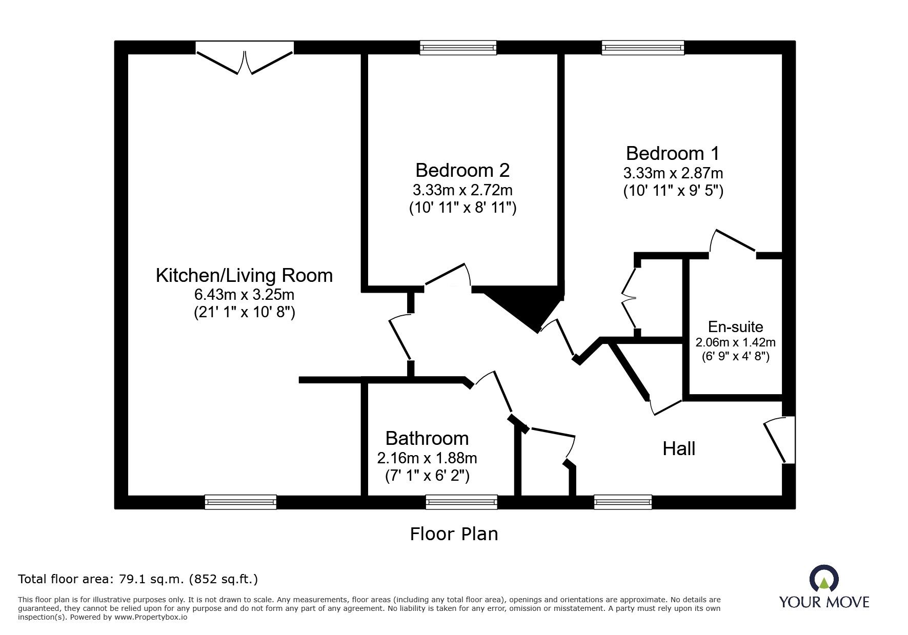 Floorplan of 2 bedroom Flat to rent, Sinclair Drive, Basingstoke, Hampshire, RG21